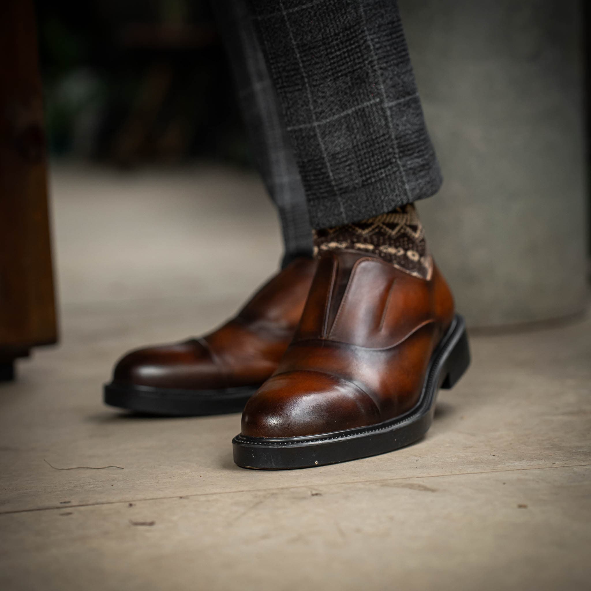 Giày Oxford Slipon dòng Pisco Beckman- Nâu Patina 12