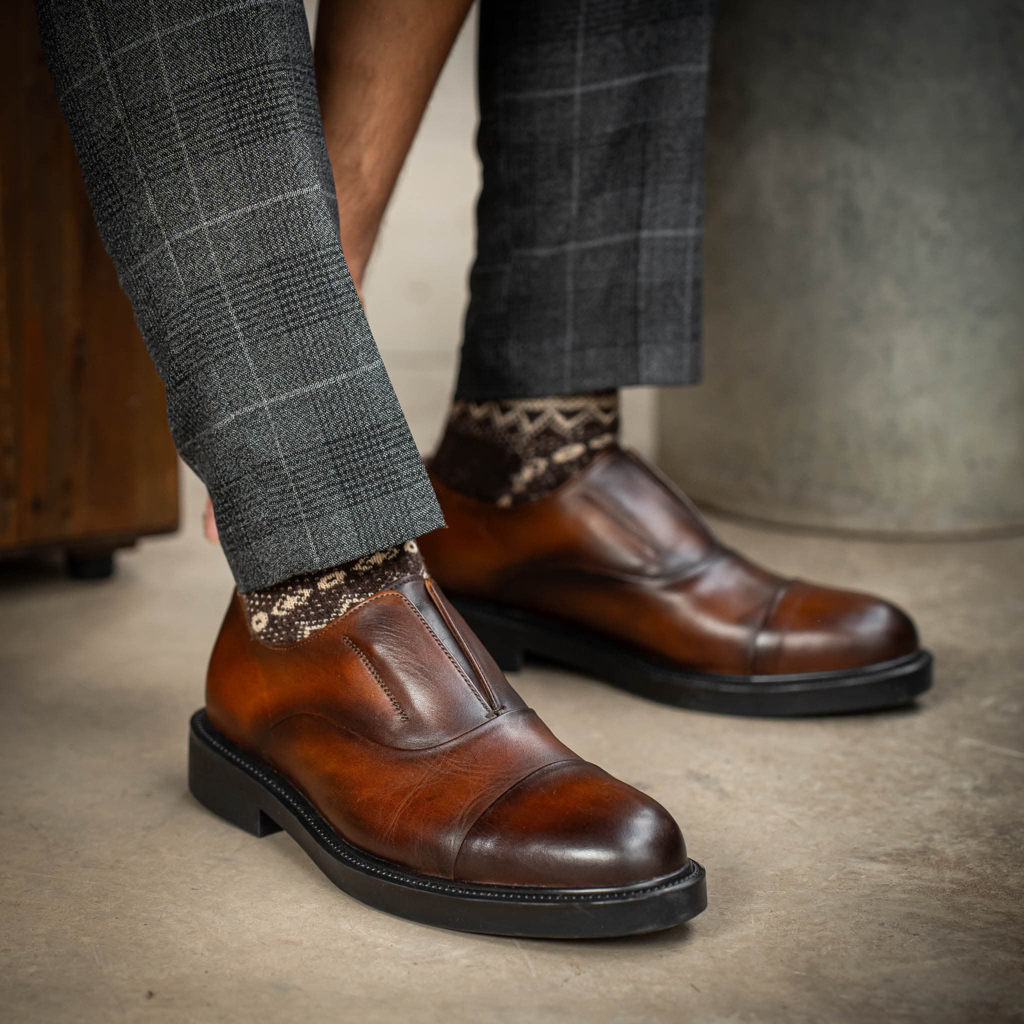 Giày Oxford Slipon dòng Pisco Beckman- Nâu Patina 13