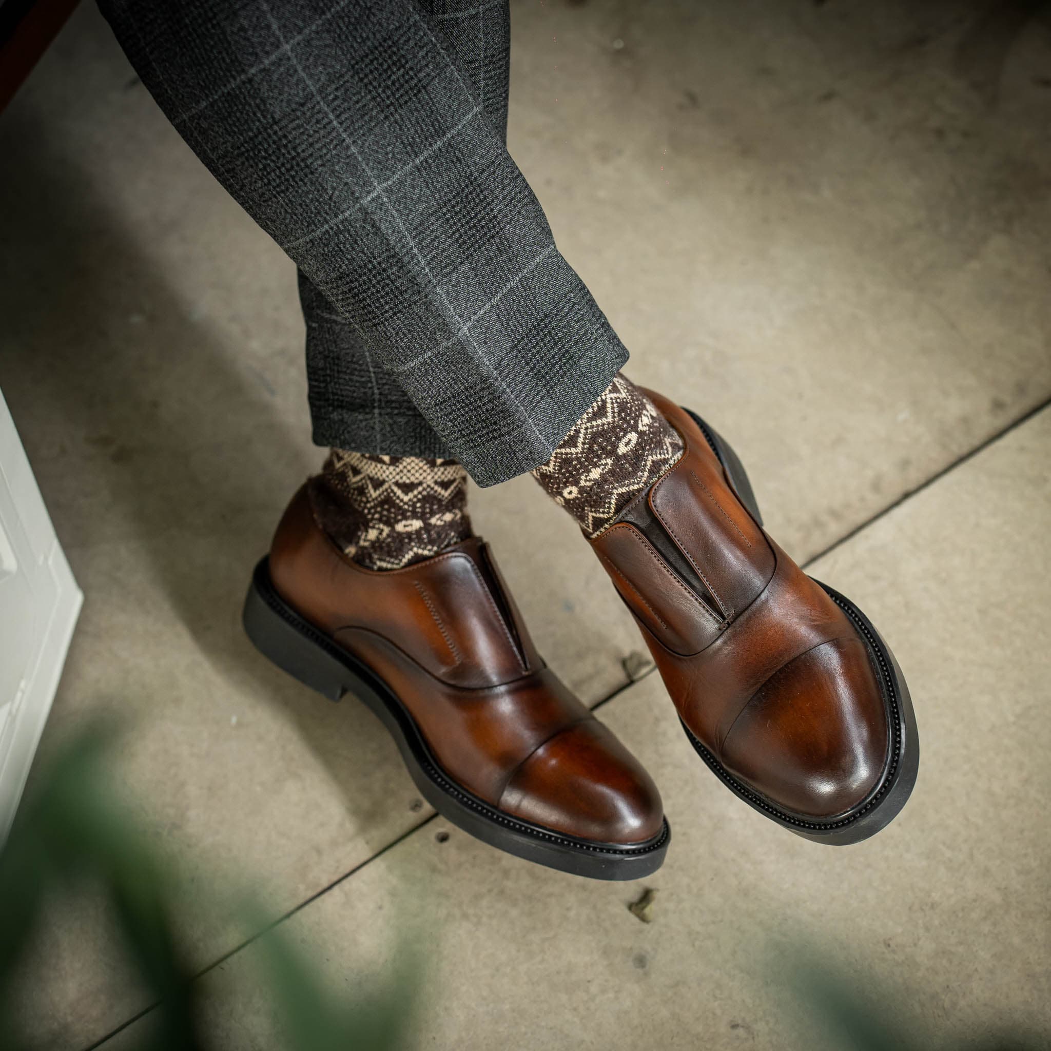 Giày Oxford Slipon dòng Pisco Beckman- Nâu Patina 14