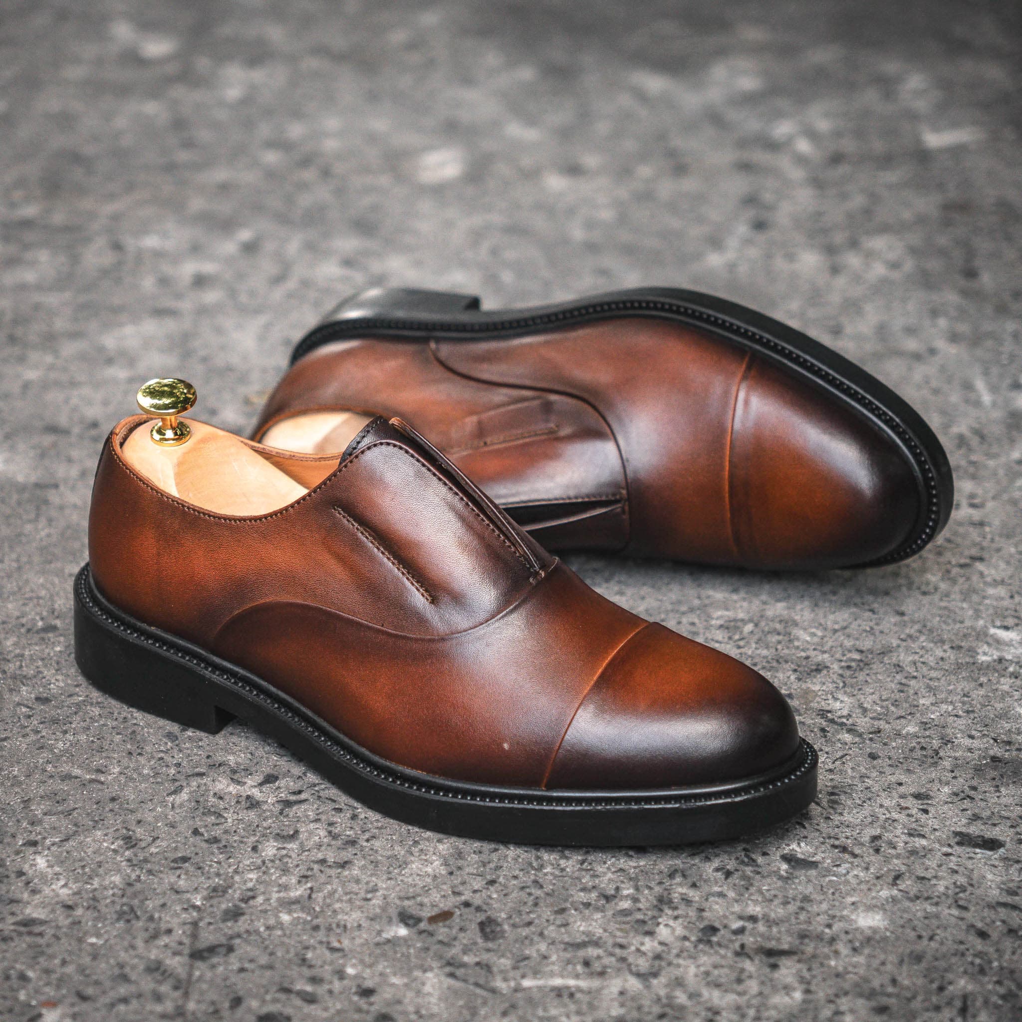 Giày Oxford Slipon dòng Pisco Beckman- Nâu Patina 15