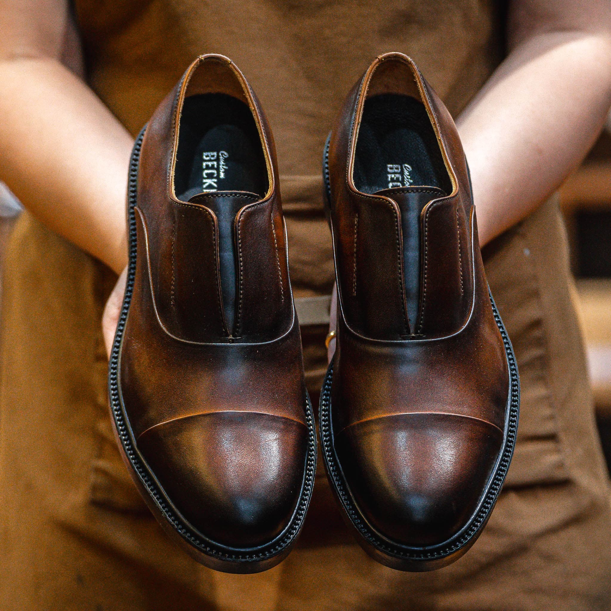 Giày Oxford Slipon dòng Pisco Beckman- Nâu Patina 7