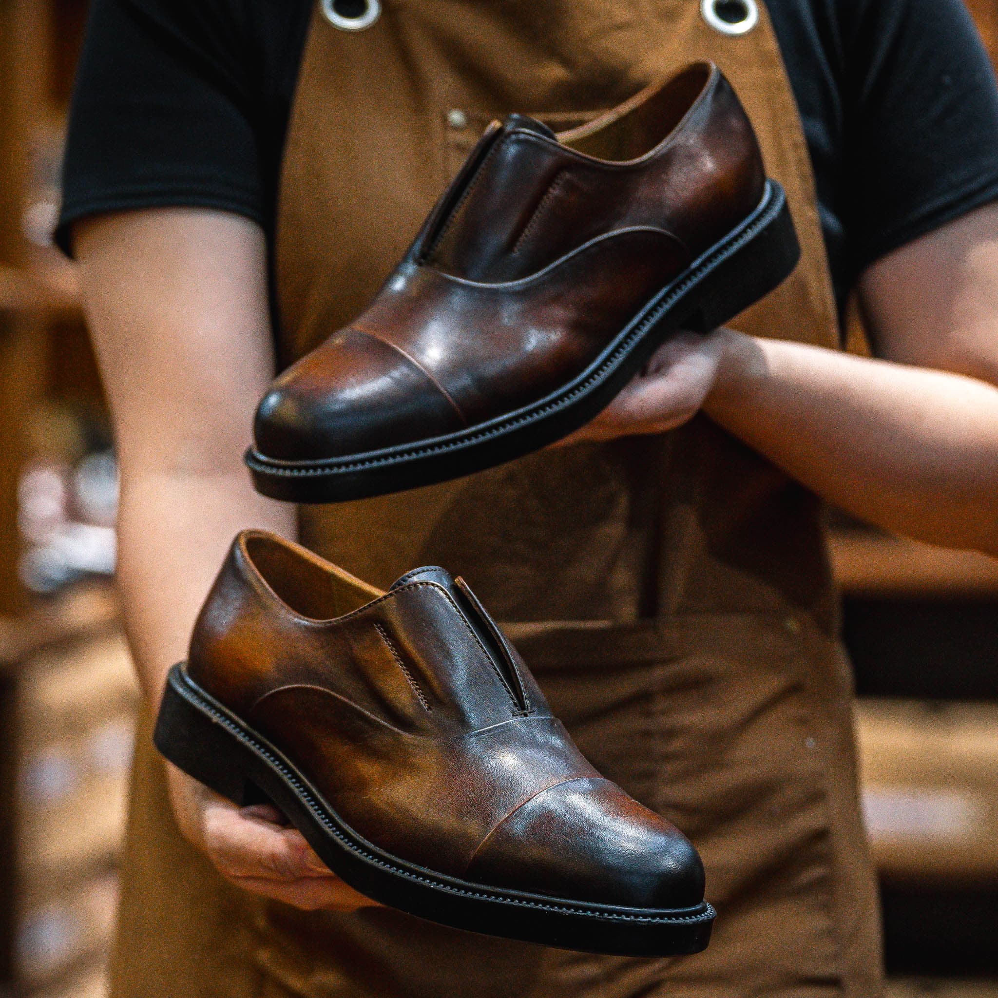 Giày Oxford Slipon dòng Pisco Beckman- Nâu Patina 8