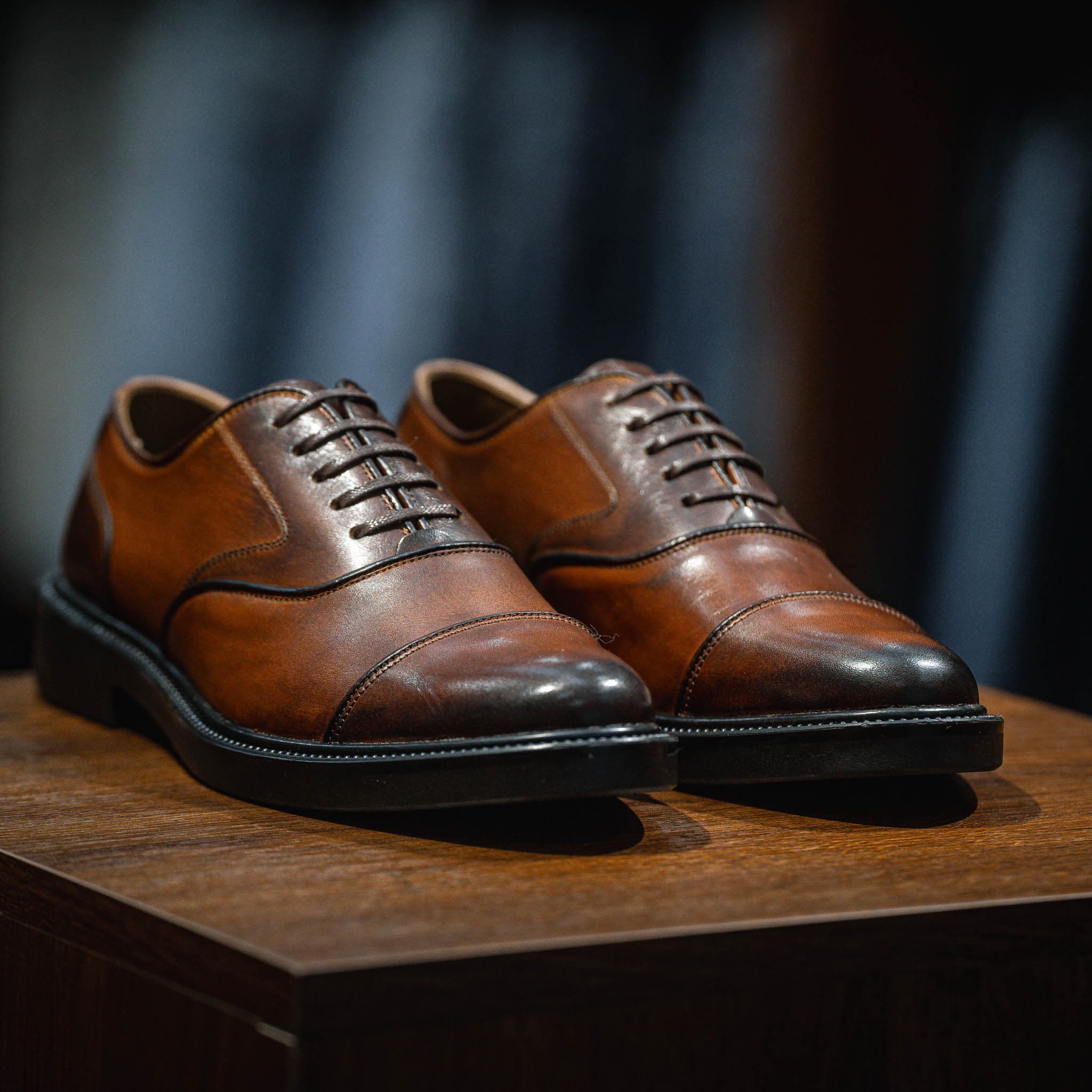 Giày Oxford Captoe Casual dòng Red Gin Beckman - Nâu Patina