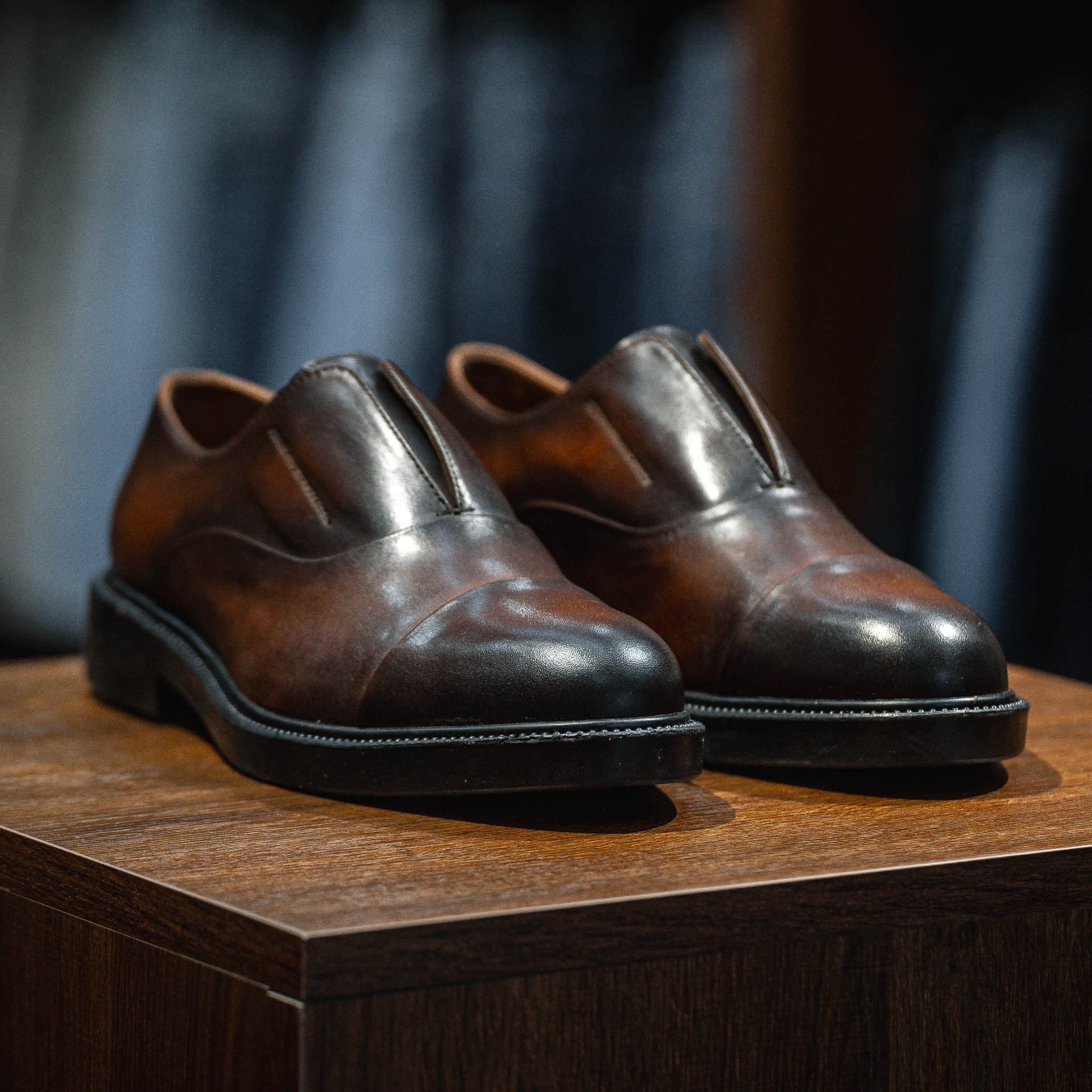 Giày Oxford Slipon dòng Pisco Beckman- Nâu Patina