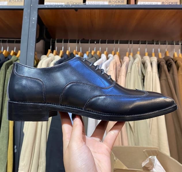 Giày Tây Santoni NT Oxford Wingtip - ĐEN PATINA - 39