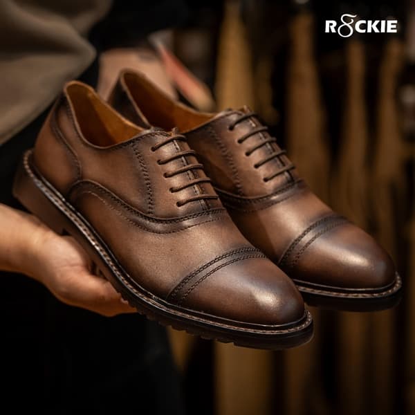 Giày Beckman PH Oxford Captoe 5 lỗ - NÂU - 39