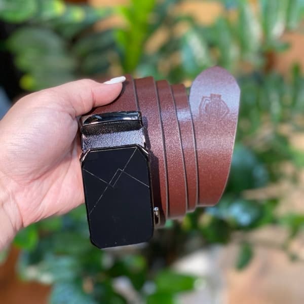 Dây Nịt Beckman Da trơn khóa kéo CH - NÂU