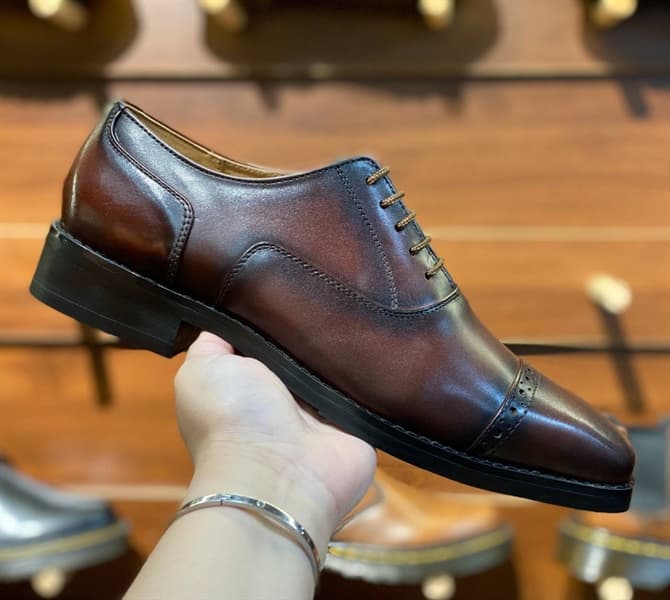 Giày Tây Santoni Oxford Quarter Brogues PH - NÂU - 39