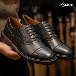 Giày Beckman PH Oxford Captoe 5 lỗ - ĐEN - 39