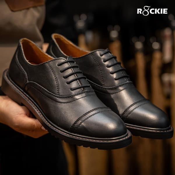 Giày Beckman PH Oxford Captoe 5 lỗ - ĐEN - 39