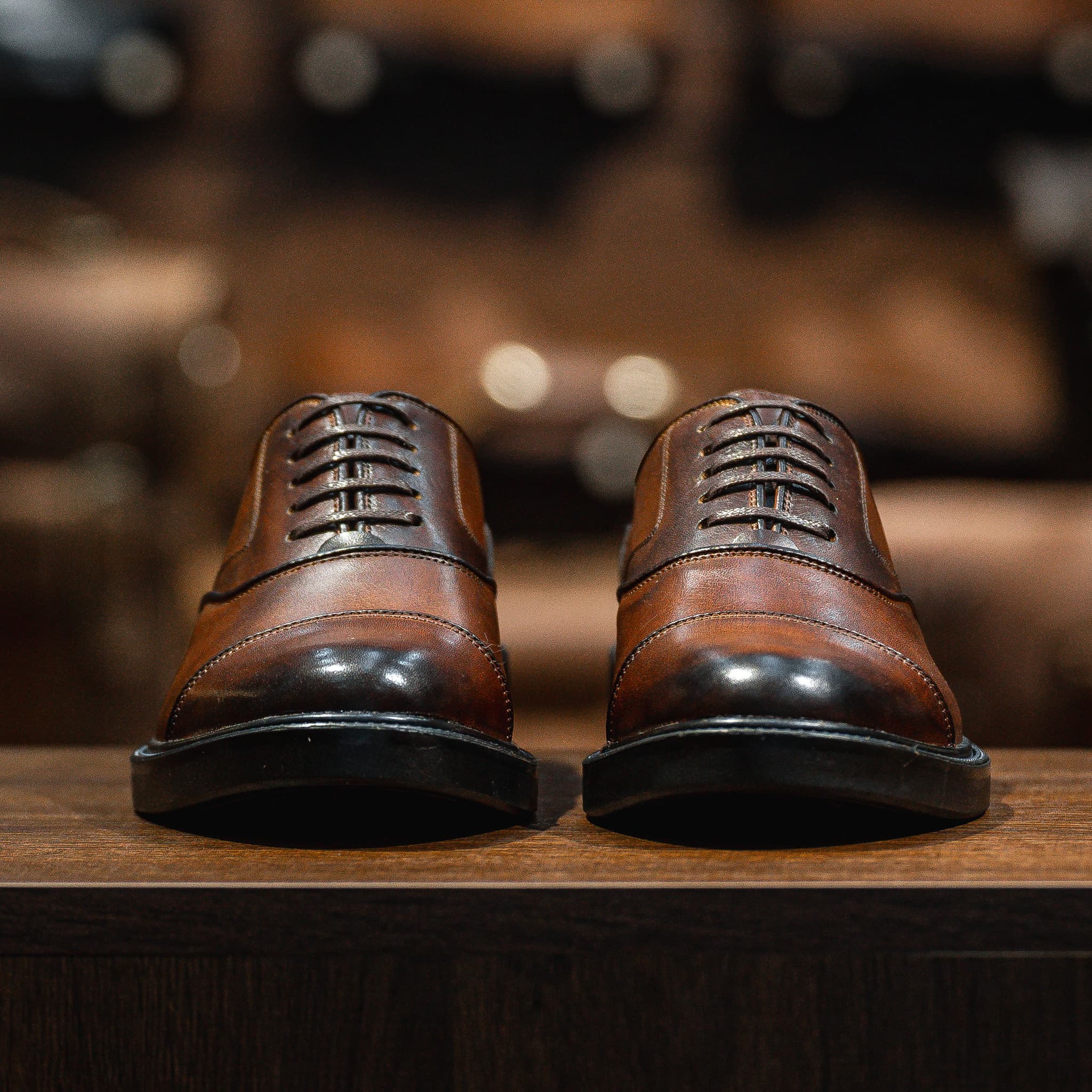 Giày Oxford Captoe Casual dòng Red Gin Beckman - Nâu Patina