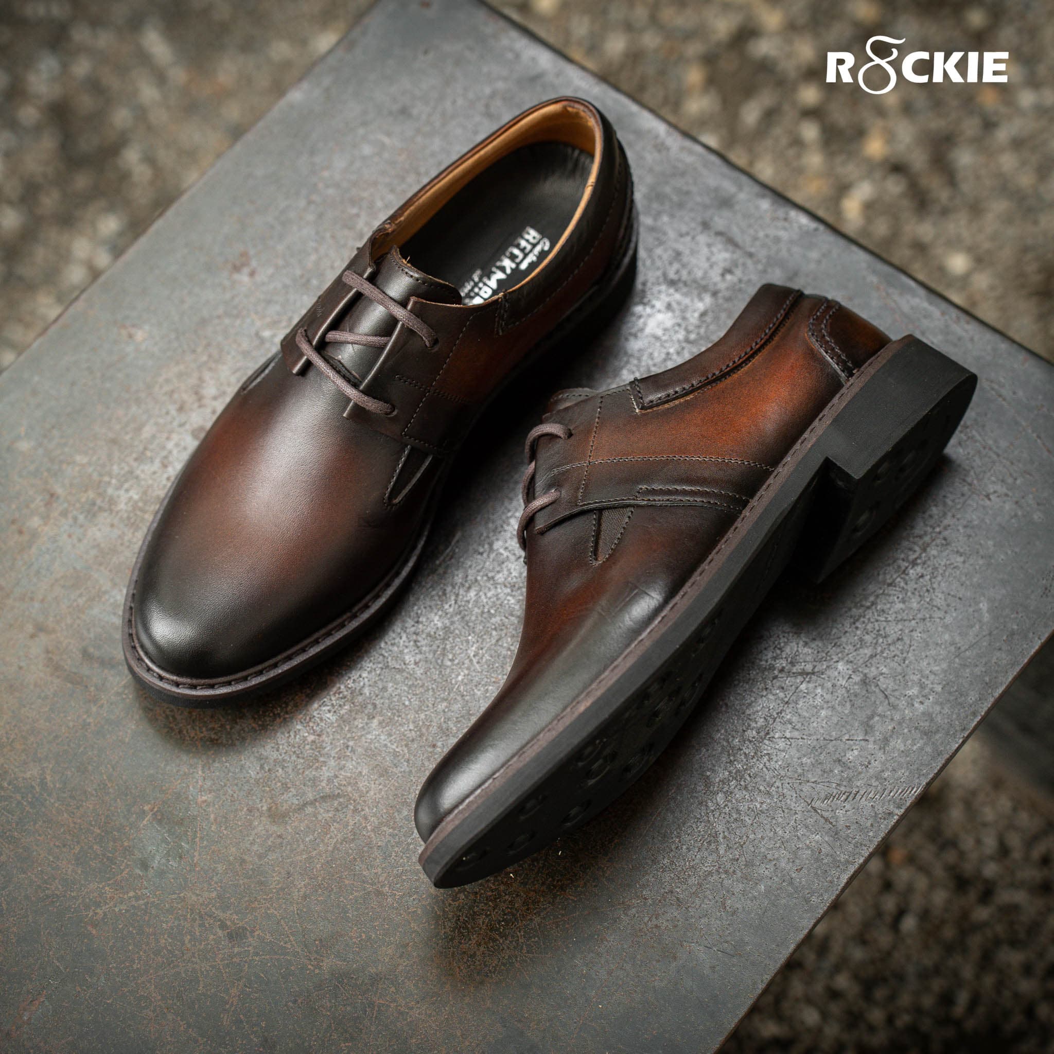 Giày Derby Casual dòng Bacardi Beckman - Đen Patina