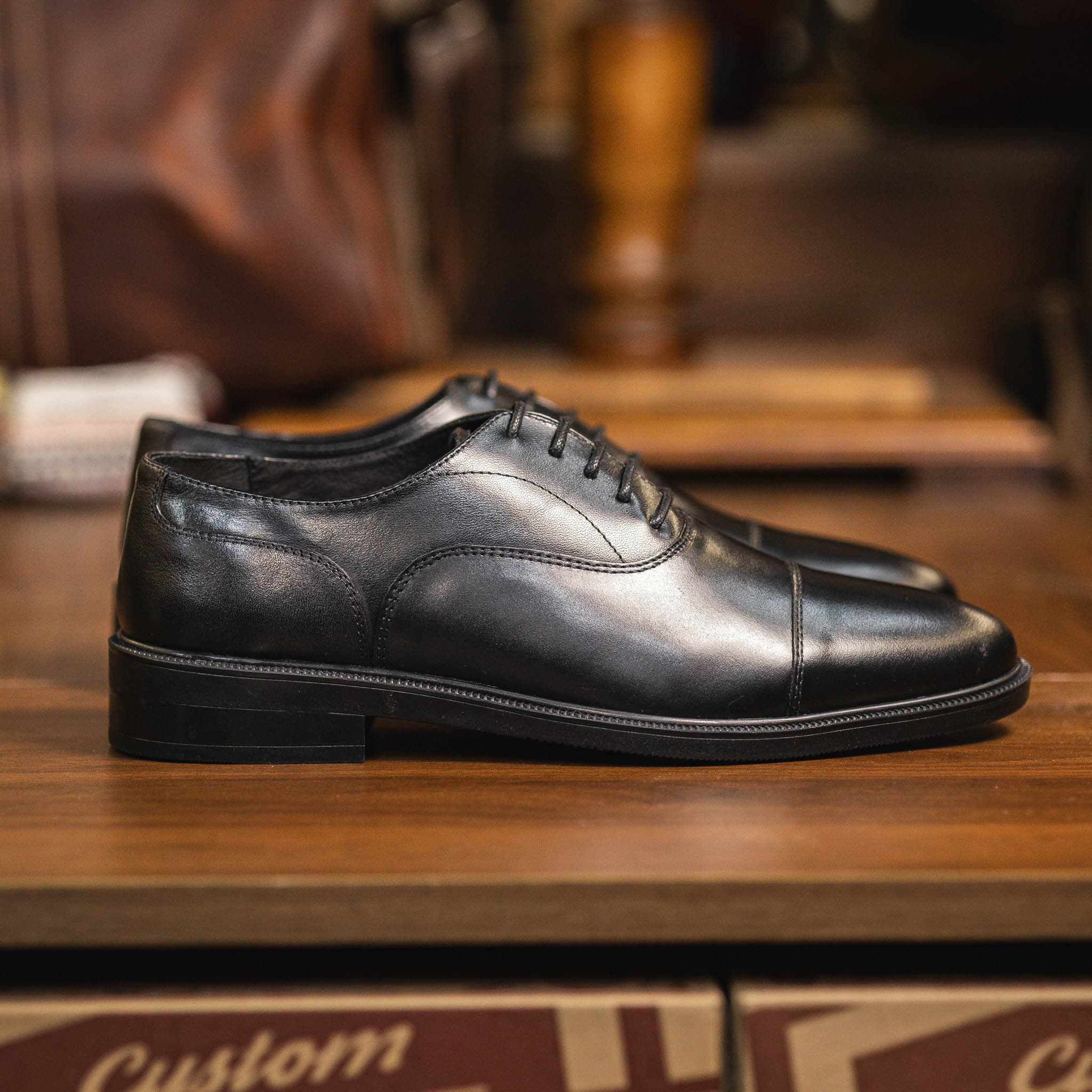 Giày Beckman Oxford Captoe AD - Đen 10