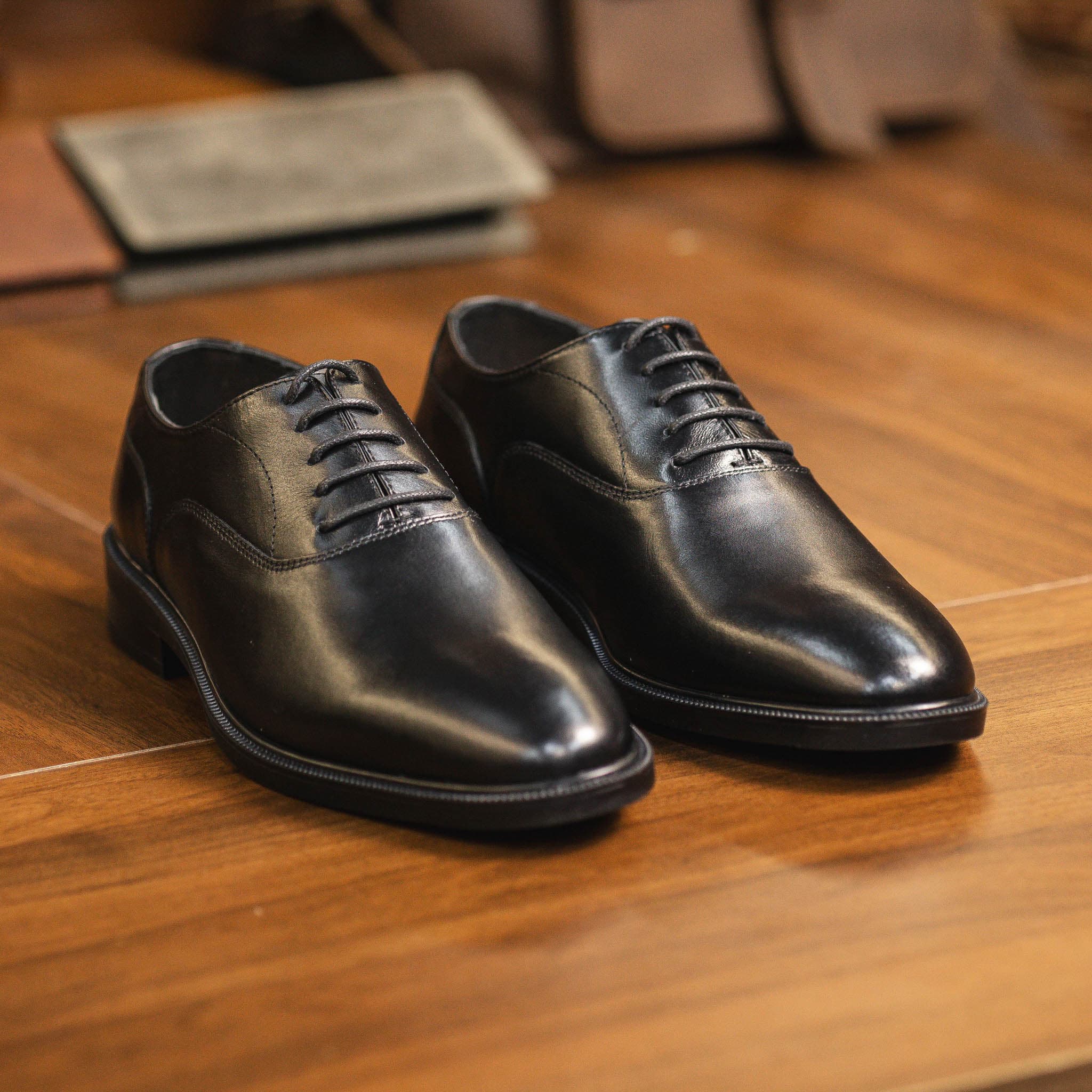 Giày tây Beckman Oxford trơn AD - Đen