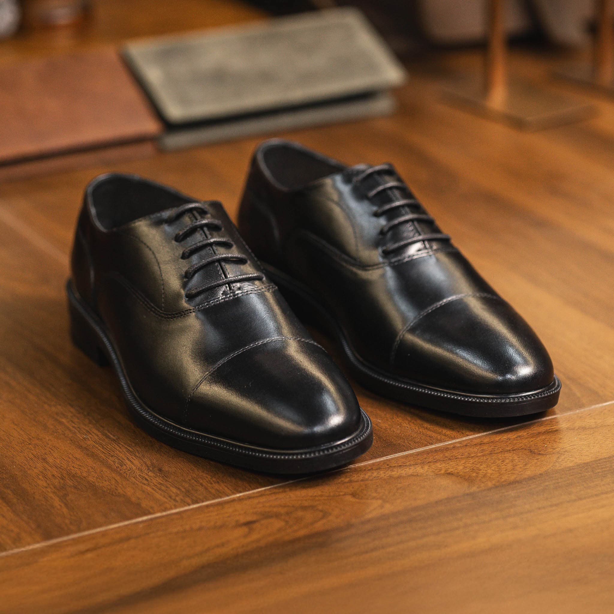 Giày Beckman Oxford Captoe AD - Đen