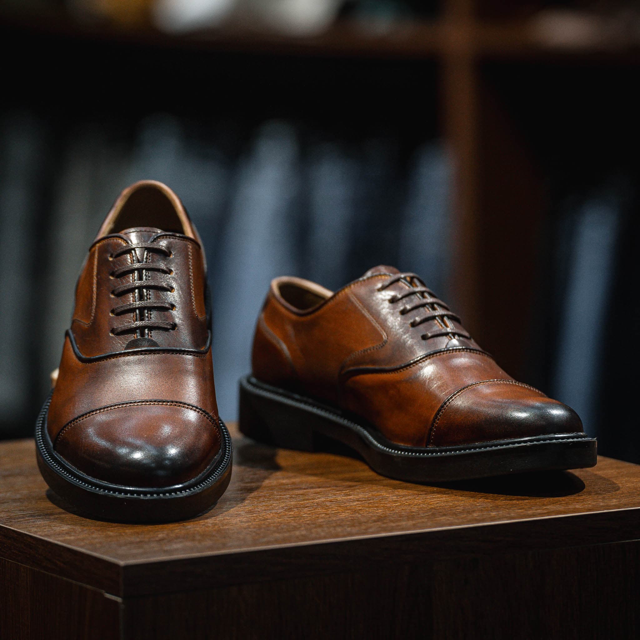 Giày Oxford Captoe Casual dòng Red Gin Beckman - Nâu Patina 9