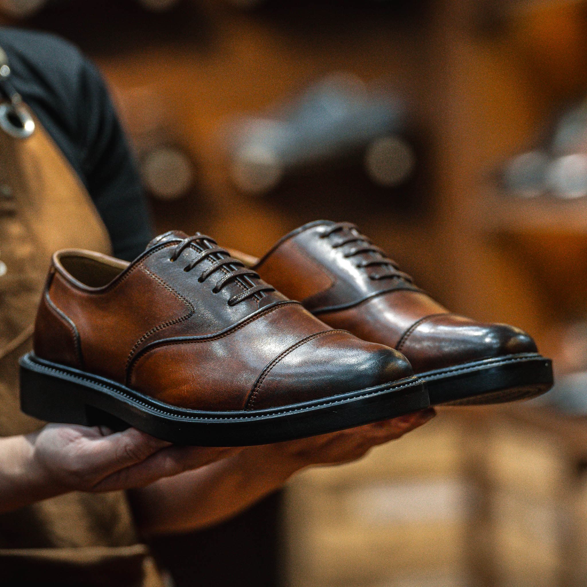 Giày Oxford Captoe Casual dòng Red Gin Beckman - Nâu Patina 12