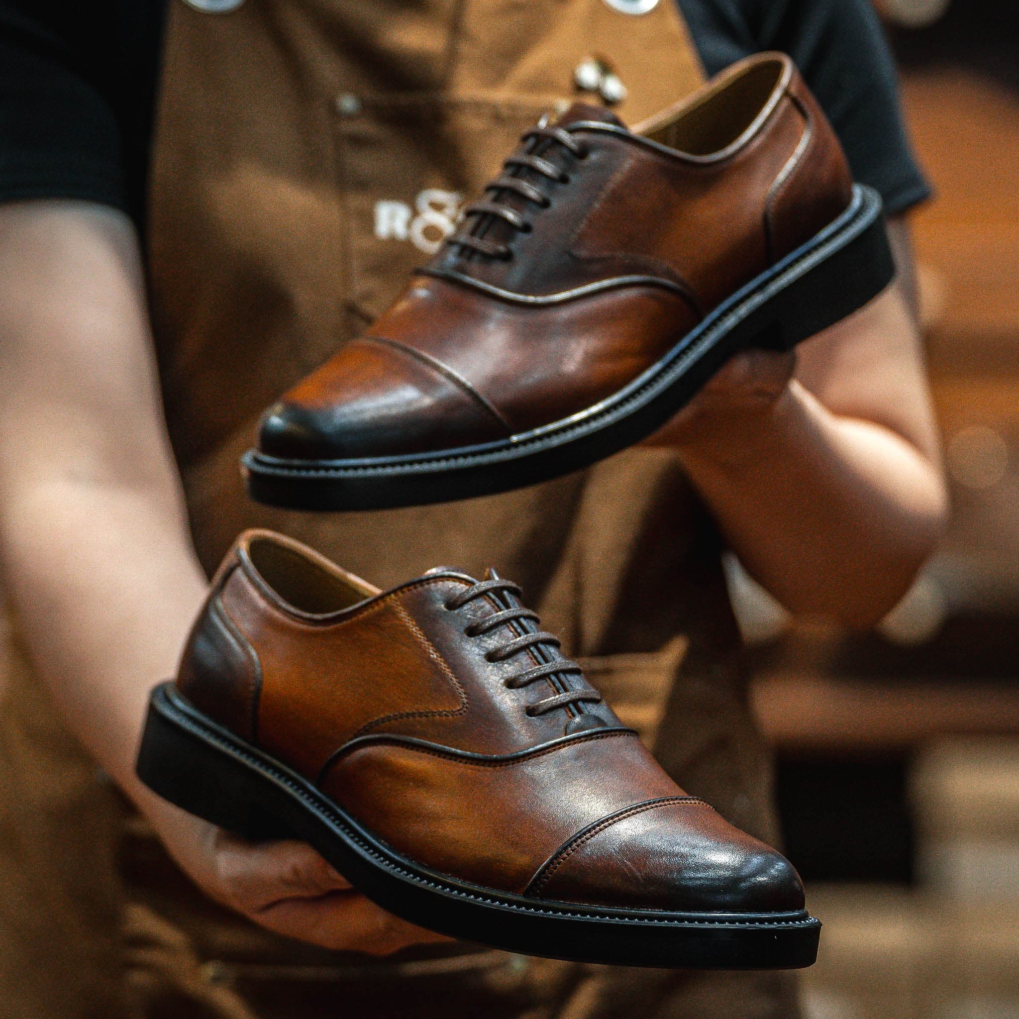 Giày Oxford Captoe Casual dòng Red Gin Beckman - Nâu Patina 13