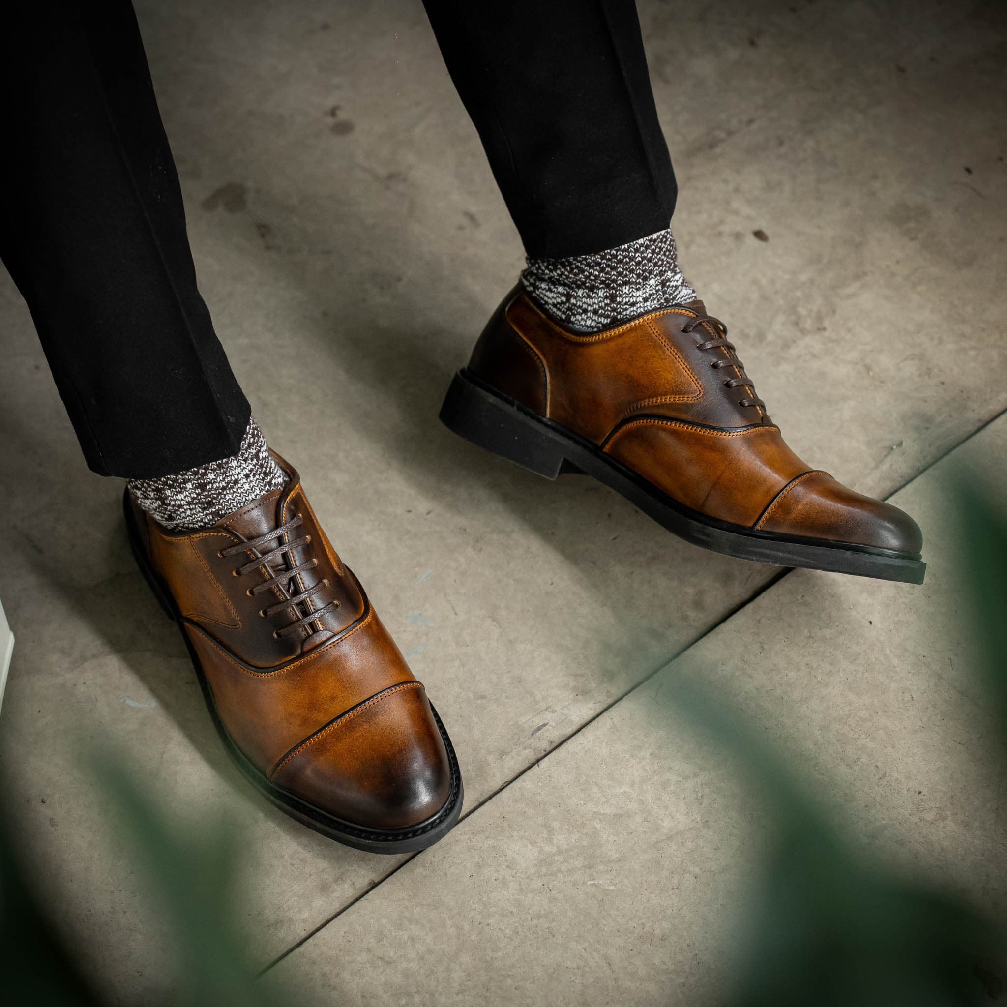Giày Oxford Captoe Casual dòng Red Gin Beckman - Nâu Patina 15