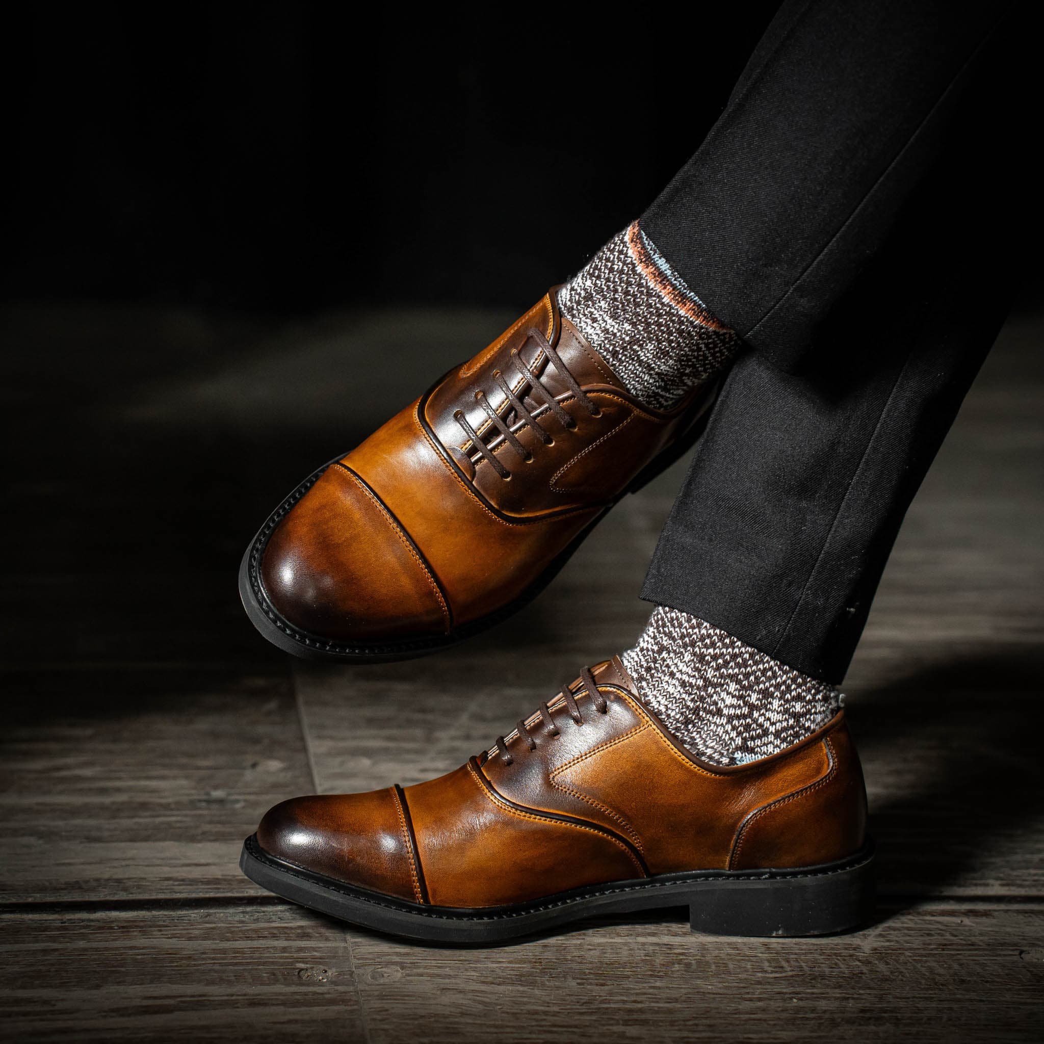 Giày Oxford Captoe Casual dòng Red Gin Beckman - Nâu Patina 16