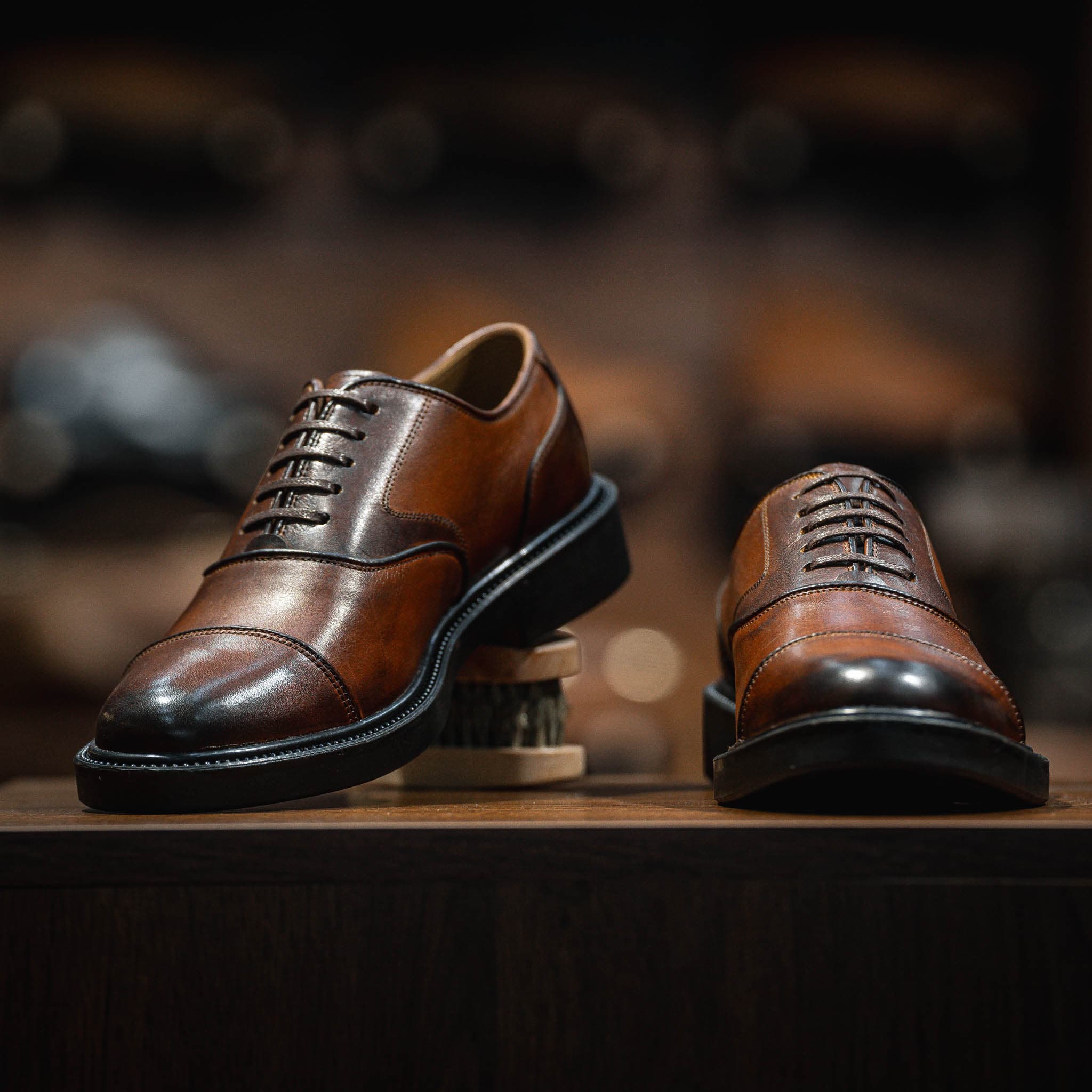 Giày Oxford Captoe Casual dòng Red Gin Beckman - Nâu Patina 7