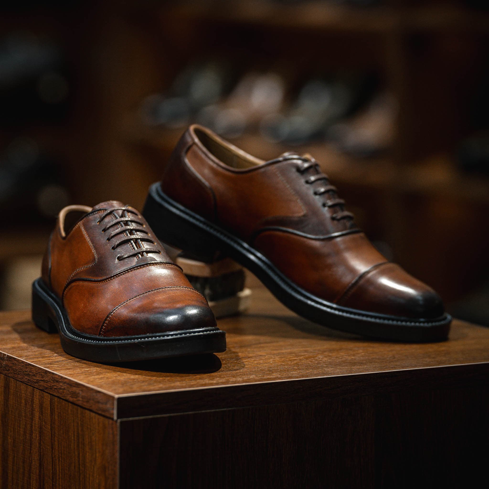 Giày Oxford Captoe Casual dòng Red Gin Beckman - Nâu Patina 8