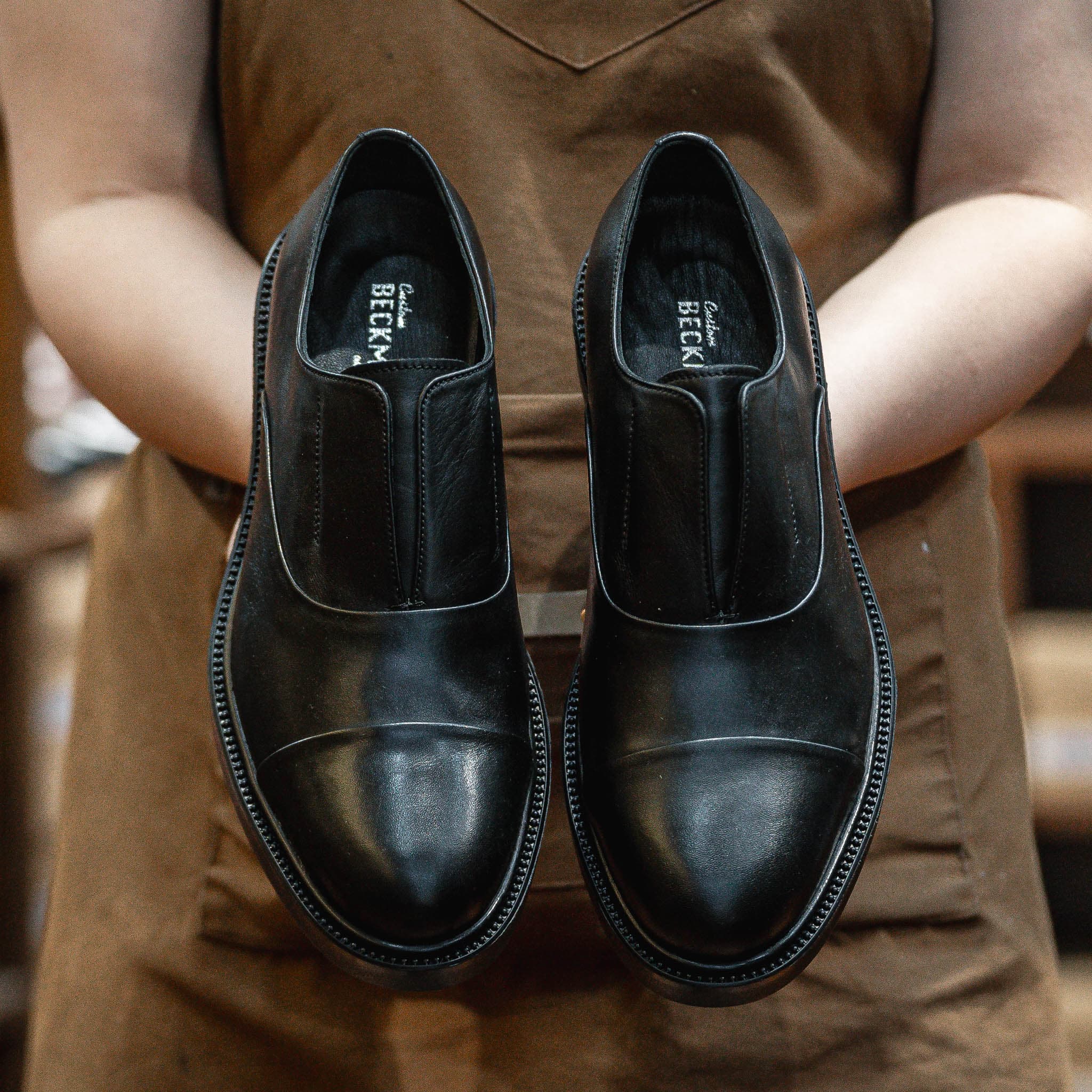 Giày Oxford Slipon dòng Pisco Beckman - Đen Patina 9