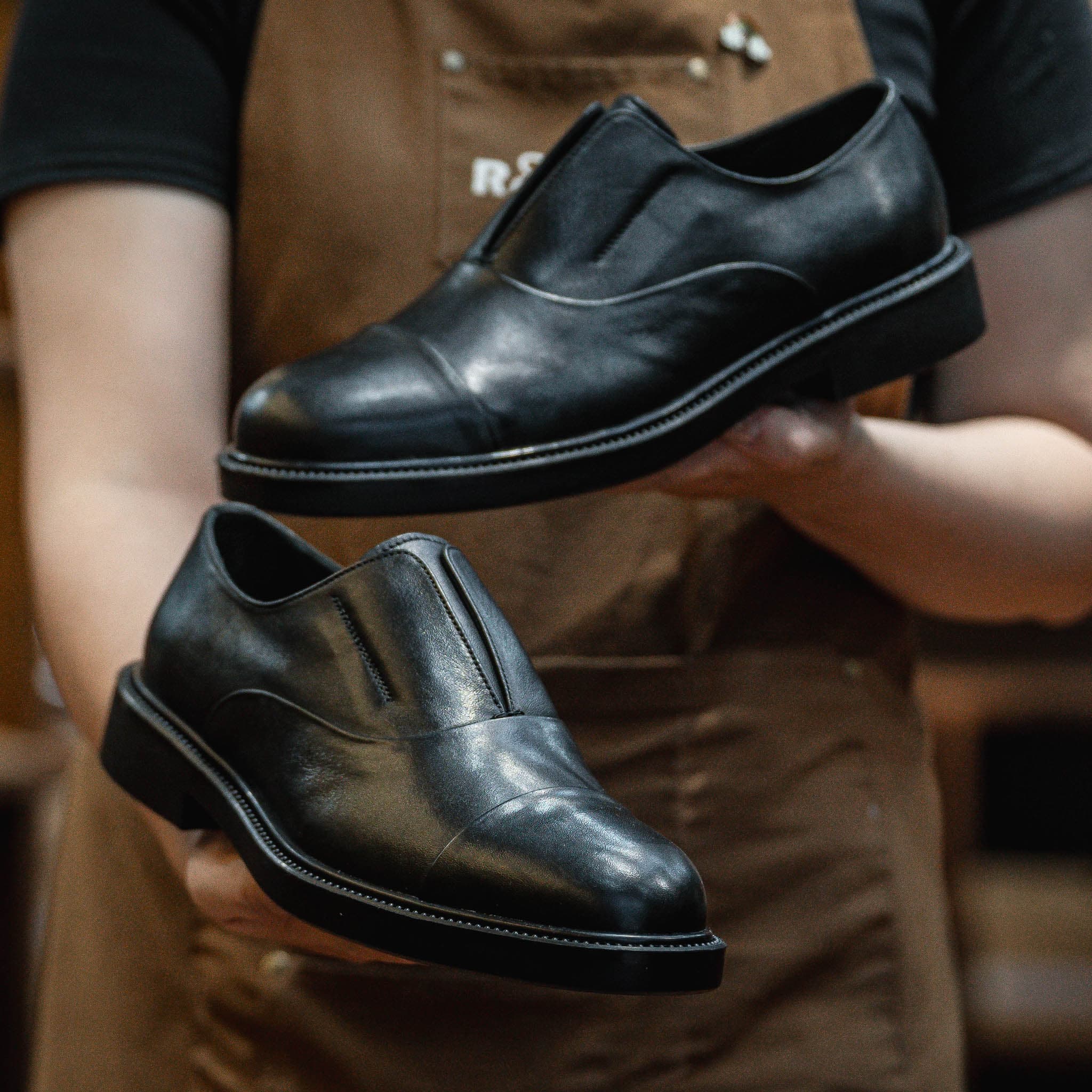 Giày Oxford Slipon dòng Pisco Beckman - Đen Patina 11