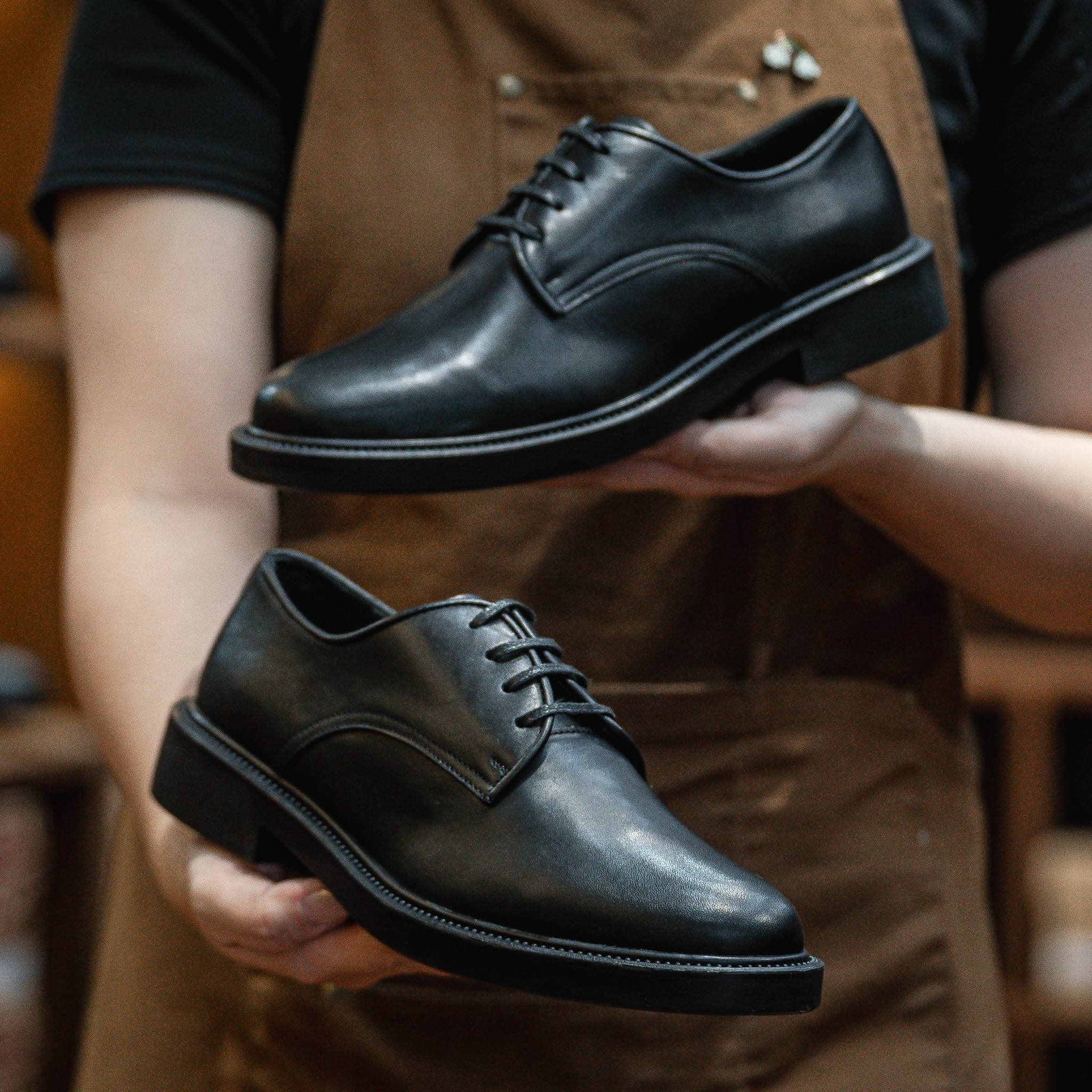 Giày Derby Classic dòng Amarula Beckman- Đen Patina 9