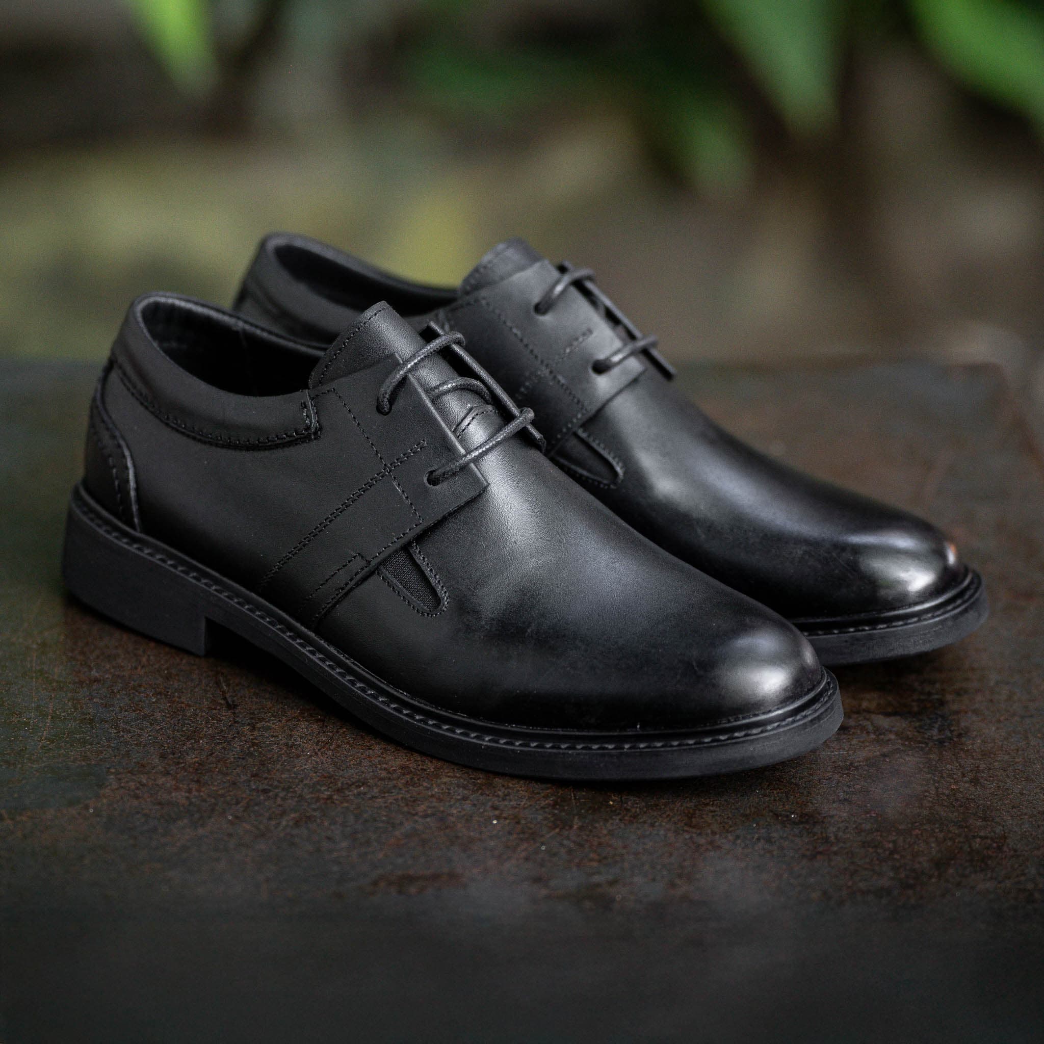Giày Derby Casual dòng Bacardi Beckman - Đen Patina