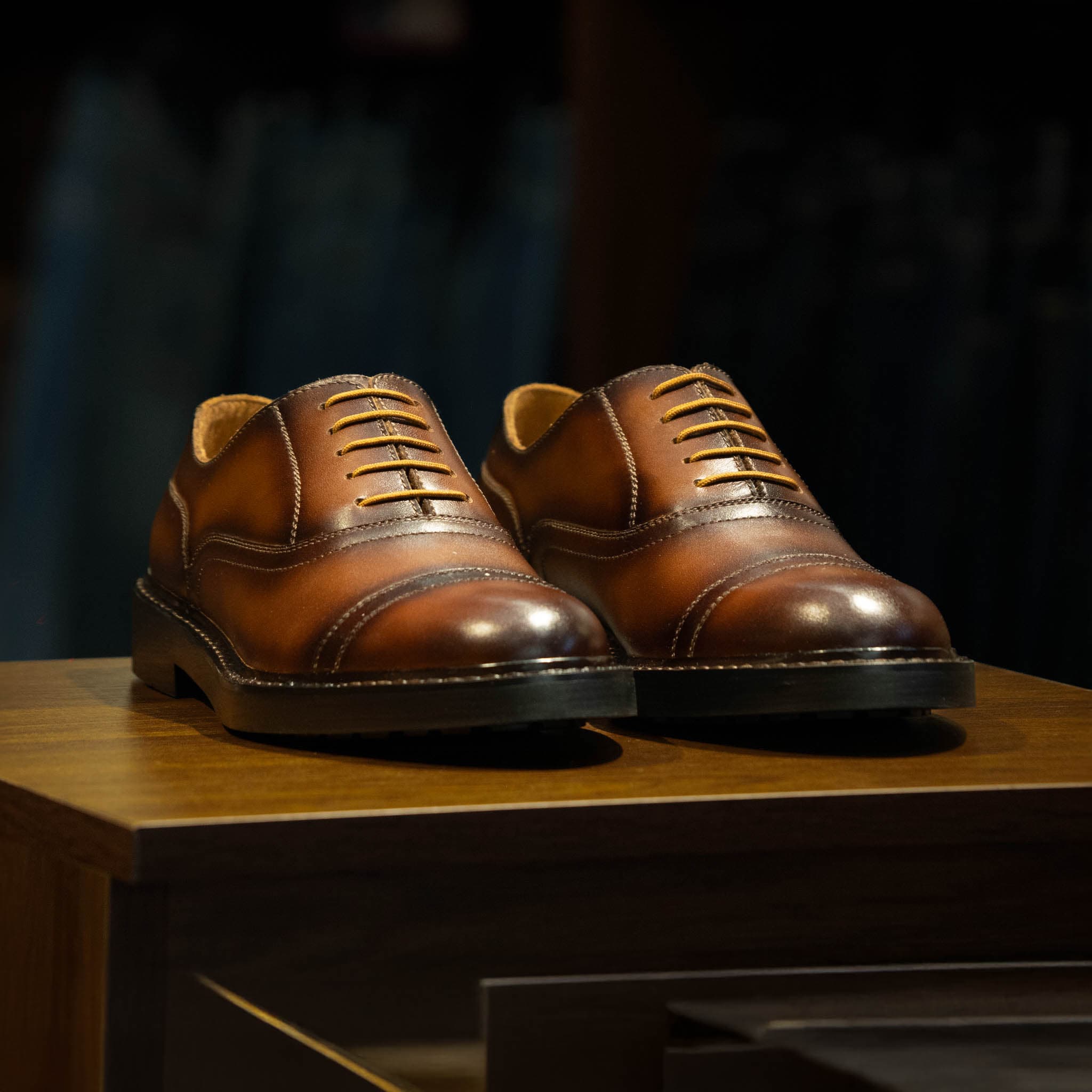 Giày Beckman PH Oxford Captoe 5 lỗ - BÒ CHÁY - 39