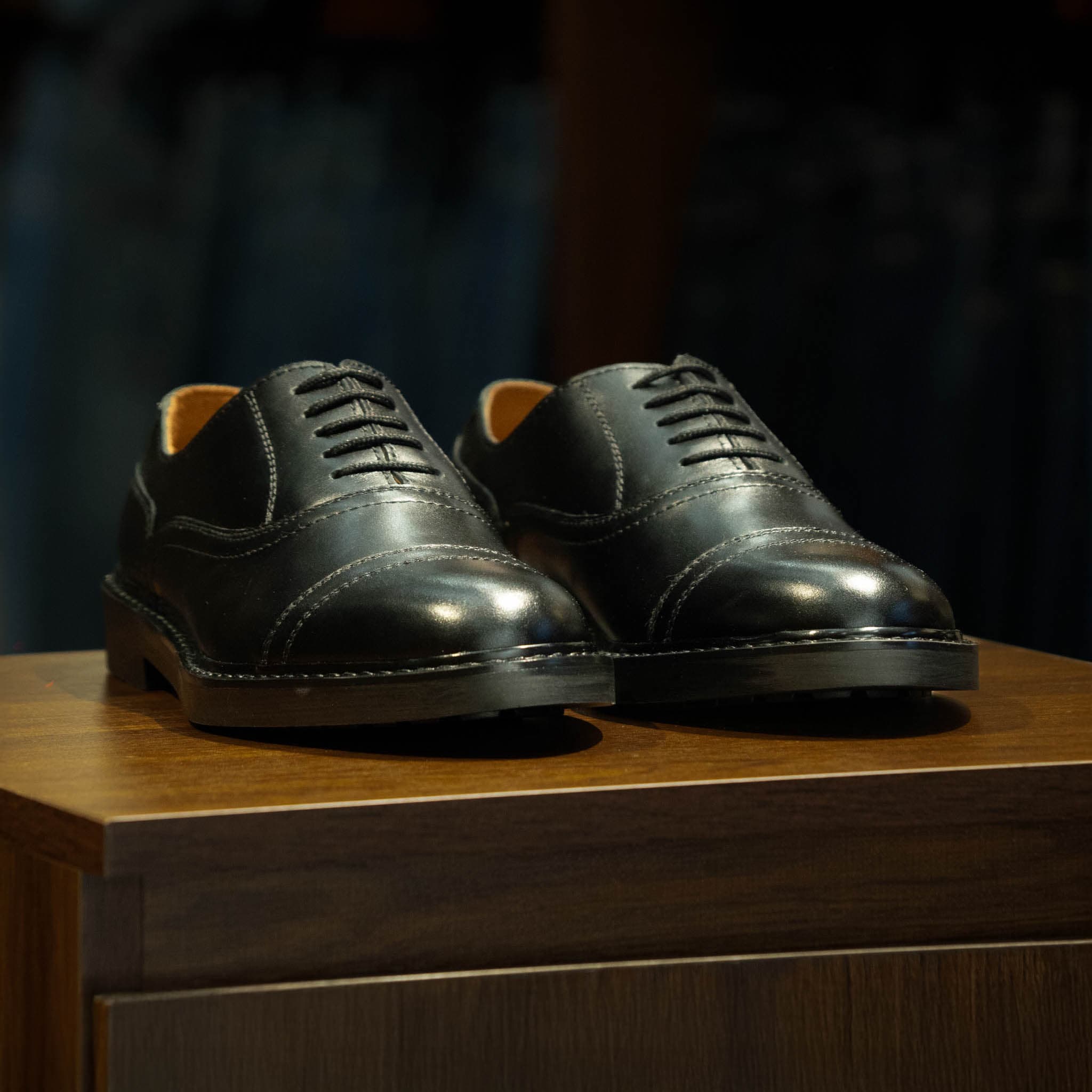 Giày Beckman PH Oxford Captoe 5 lỗ - ĐEN - 39