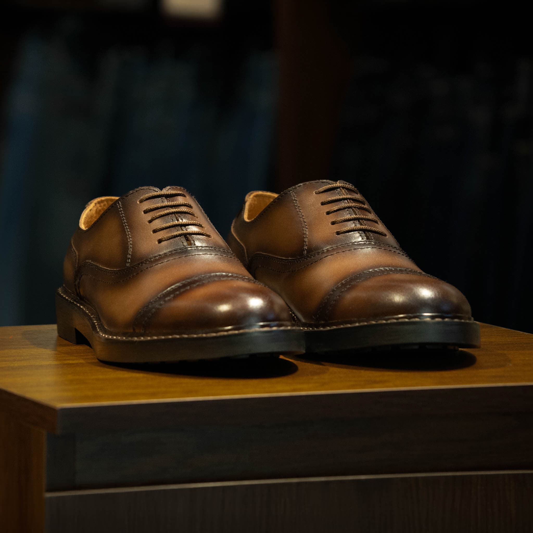 Giày Beckman PH Oxford Captoe 5 lỗ - NÂU - 39
