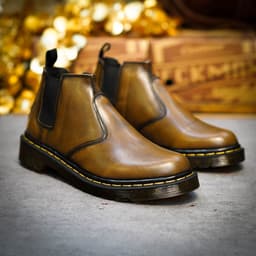 Giày Boot Chelsea Classic Chỉ vàng - Nâu Patina