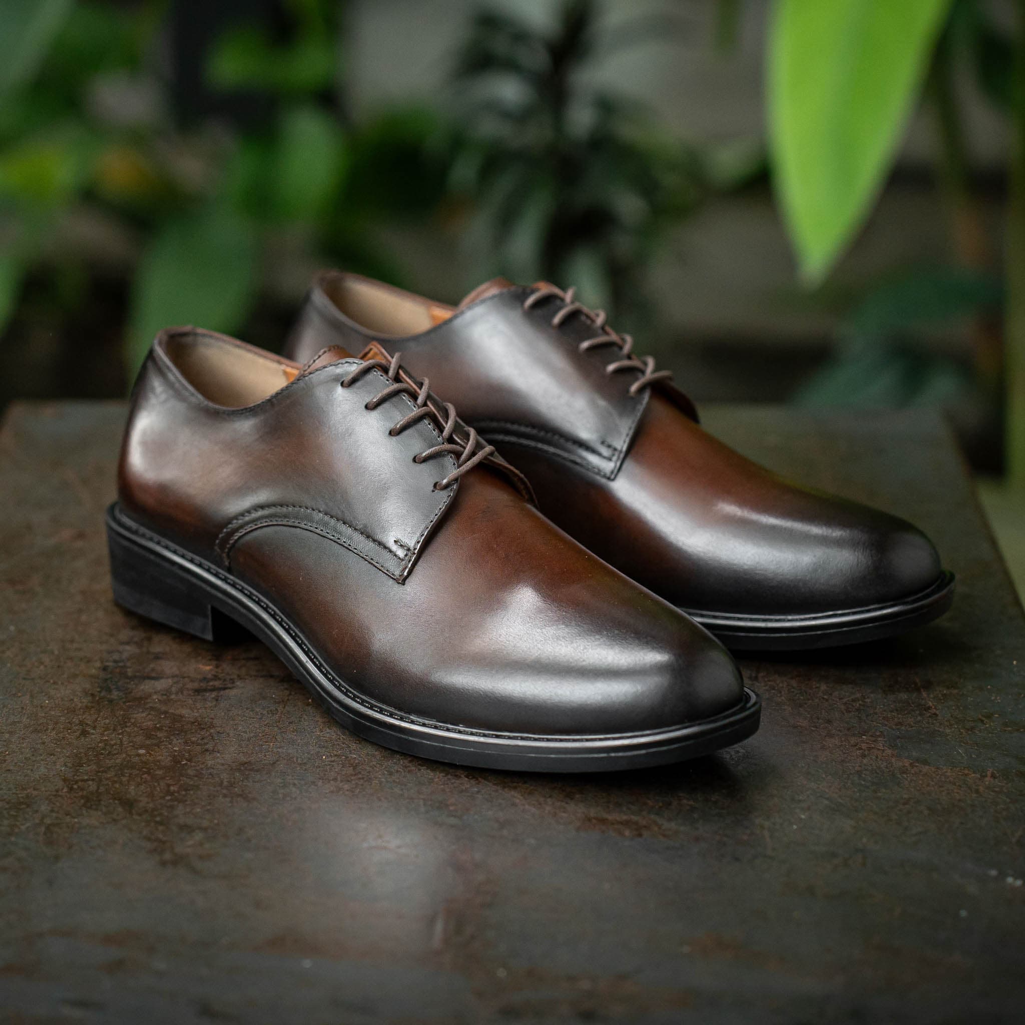 Giày Derby Classic Milan Santoni - Nâu Patina