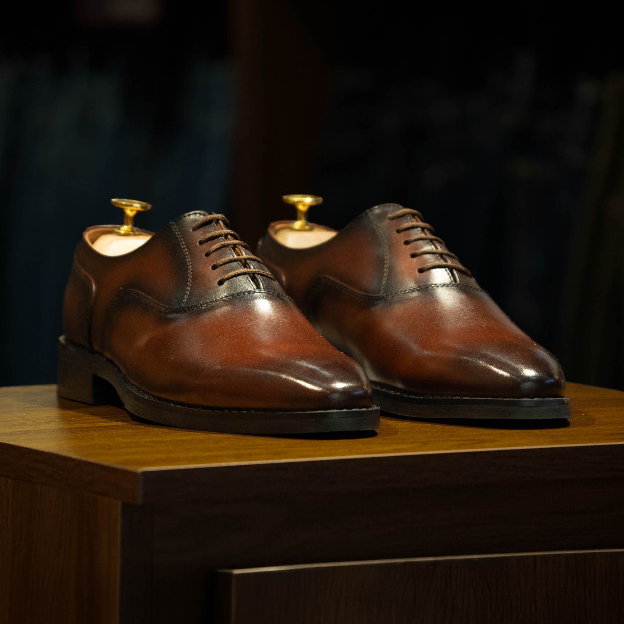 Giày Tây Santoni Oxford Trơn PH - NÂU - 39