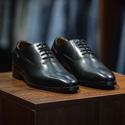 Giày Tây Santoni Oxford Captoe PH - màu Đen