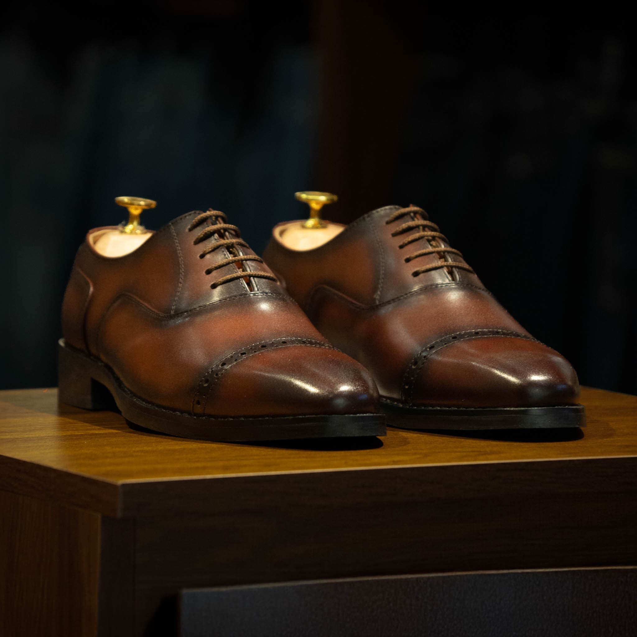Giày Tây Santoni Oxford Quarter Brogues PH - NÂU - 39