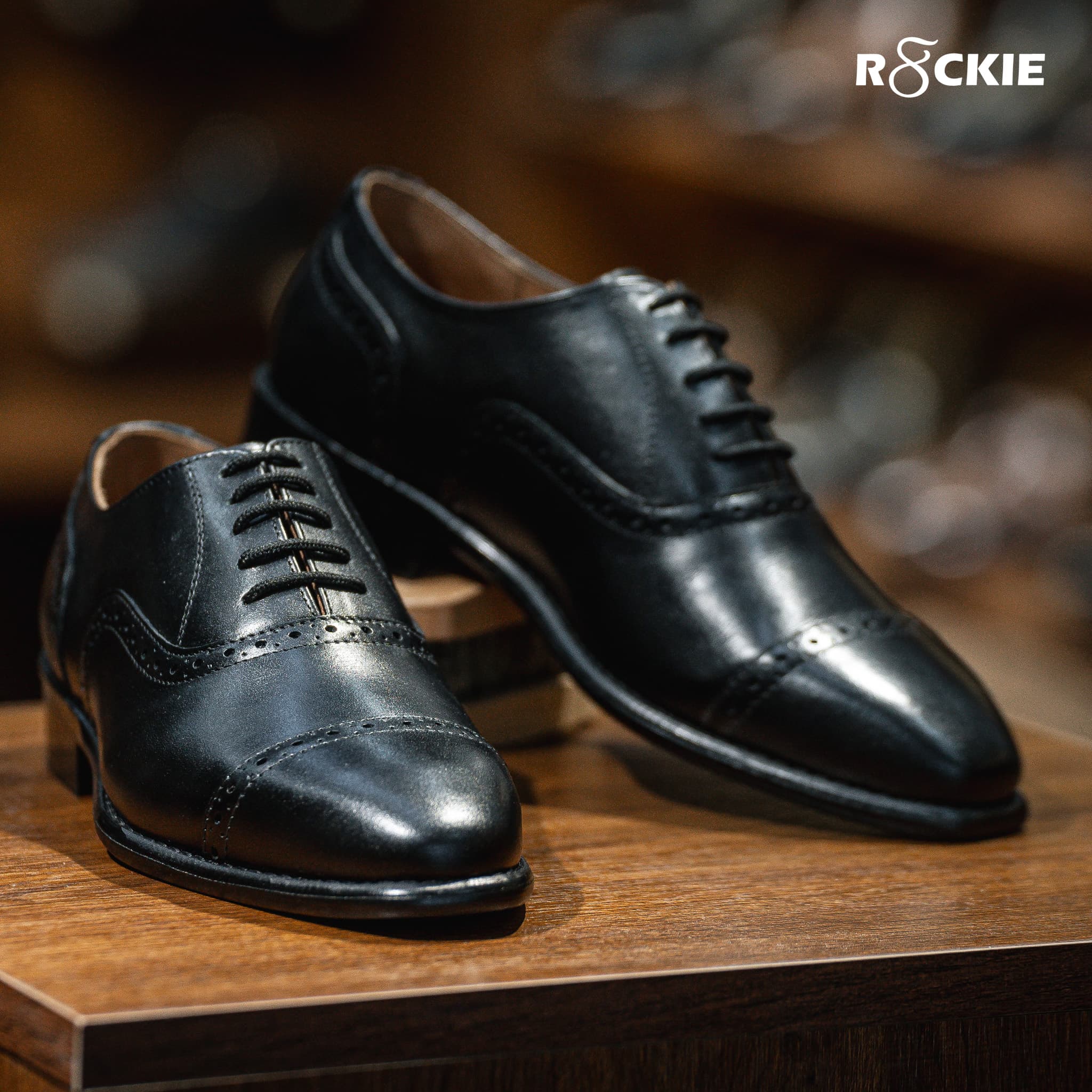 Giày Tây Santoni Oxford Semi Brogues PH - Đen