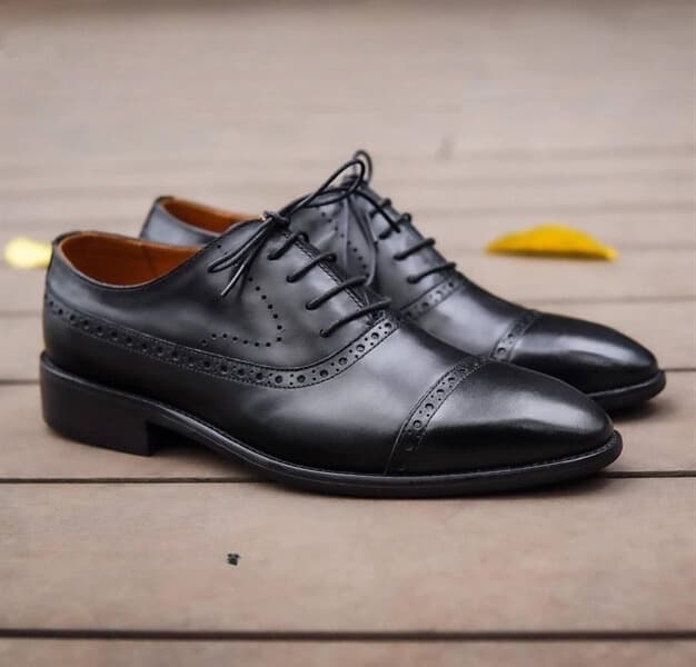 Giày Tây Santoni NS Oxford Bamoral Brogues - Đen
