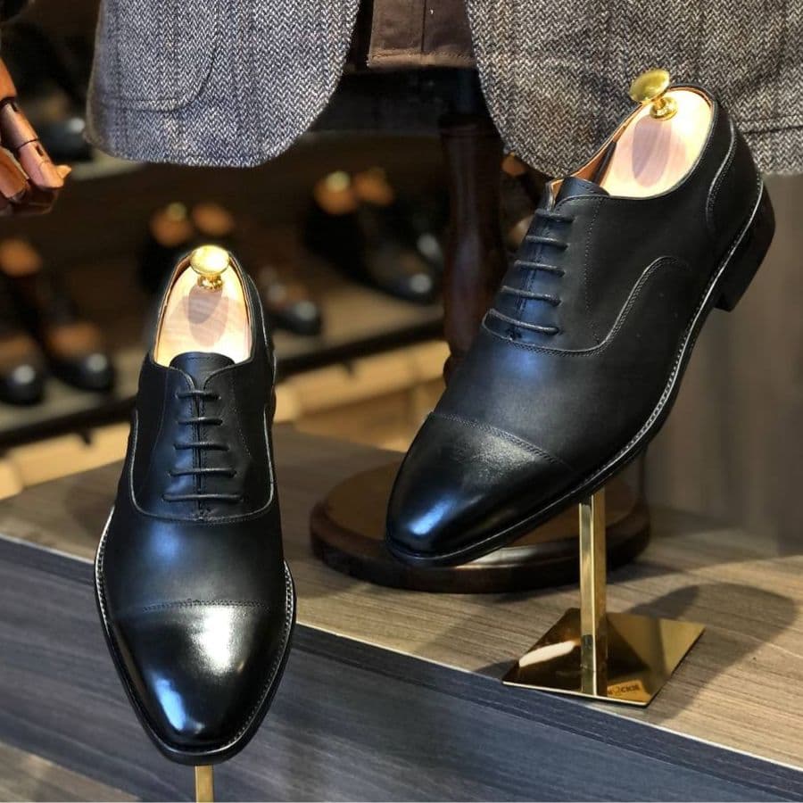 Giày Oxford Santoni NS Oxford Captoe - Đen/Nâu