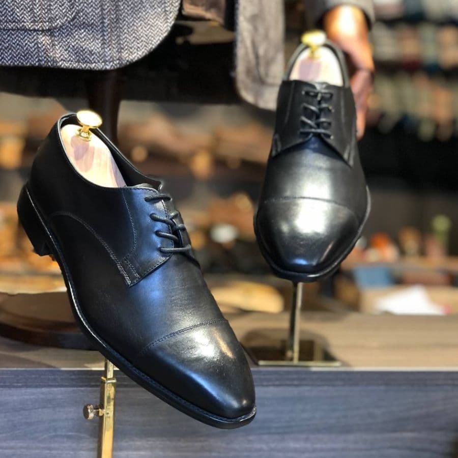 Giày Tây Santoni NS Derby Captoe - Đen/ Nâu