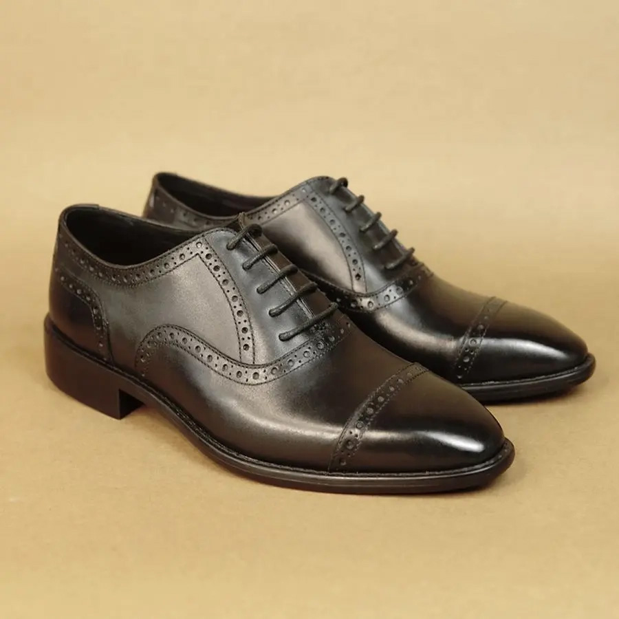 Giày Oxford San Marcos Trơn - Đen Patina