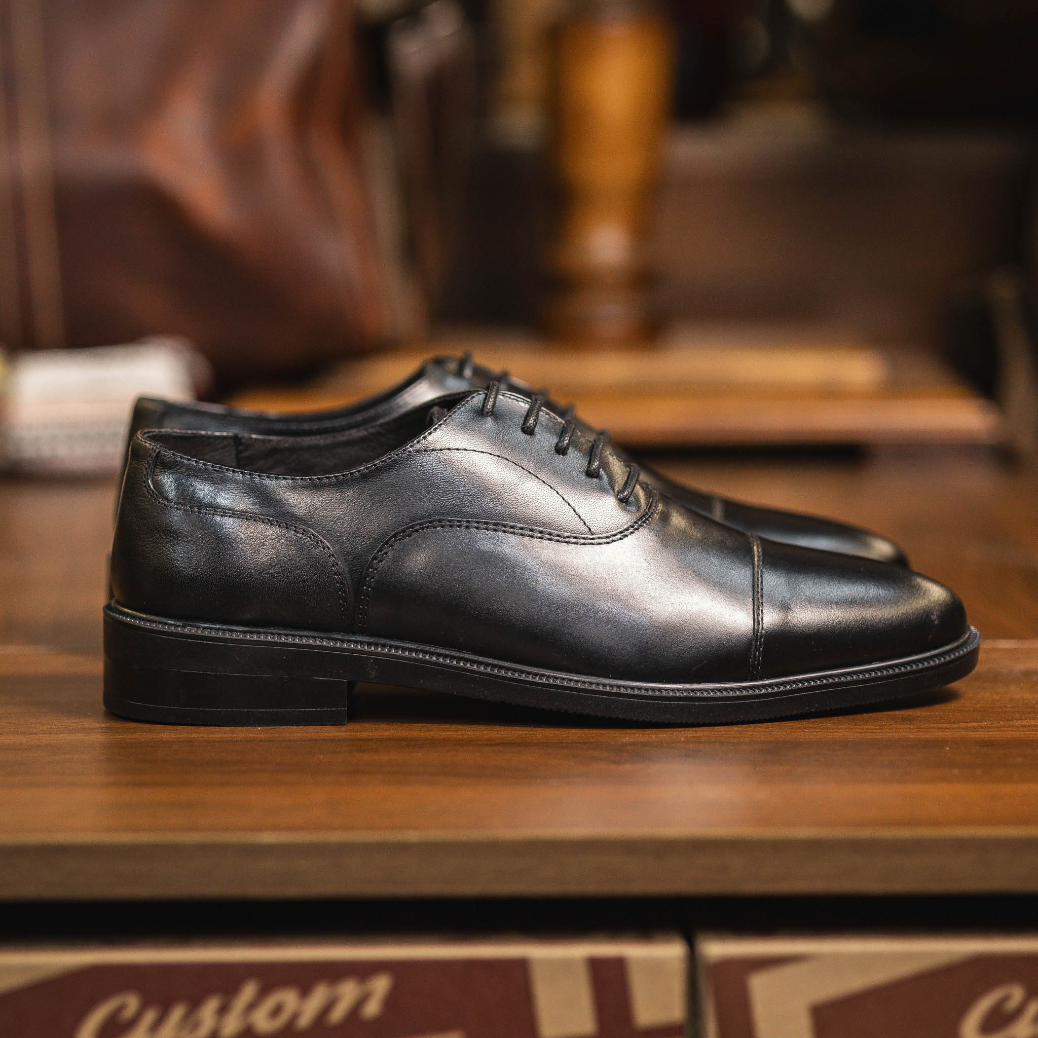 Giày Beckman Oxford Captoe - Đen 10