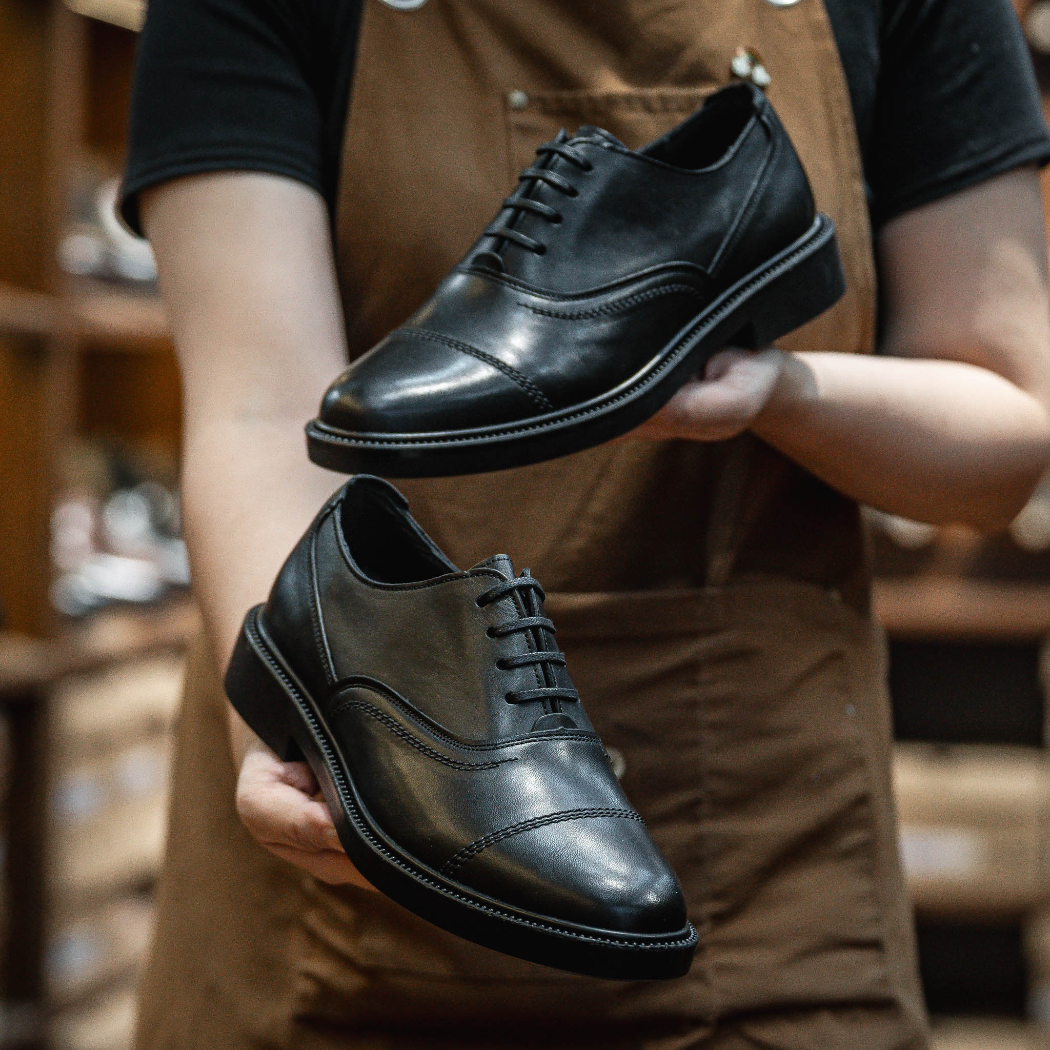 Giày Oxford Dòng Macallan Beckman- Đen Patina 12
