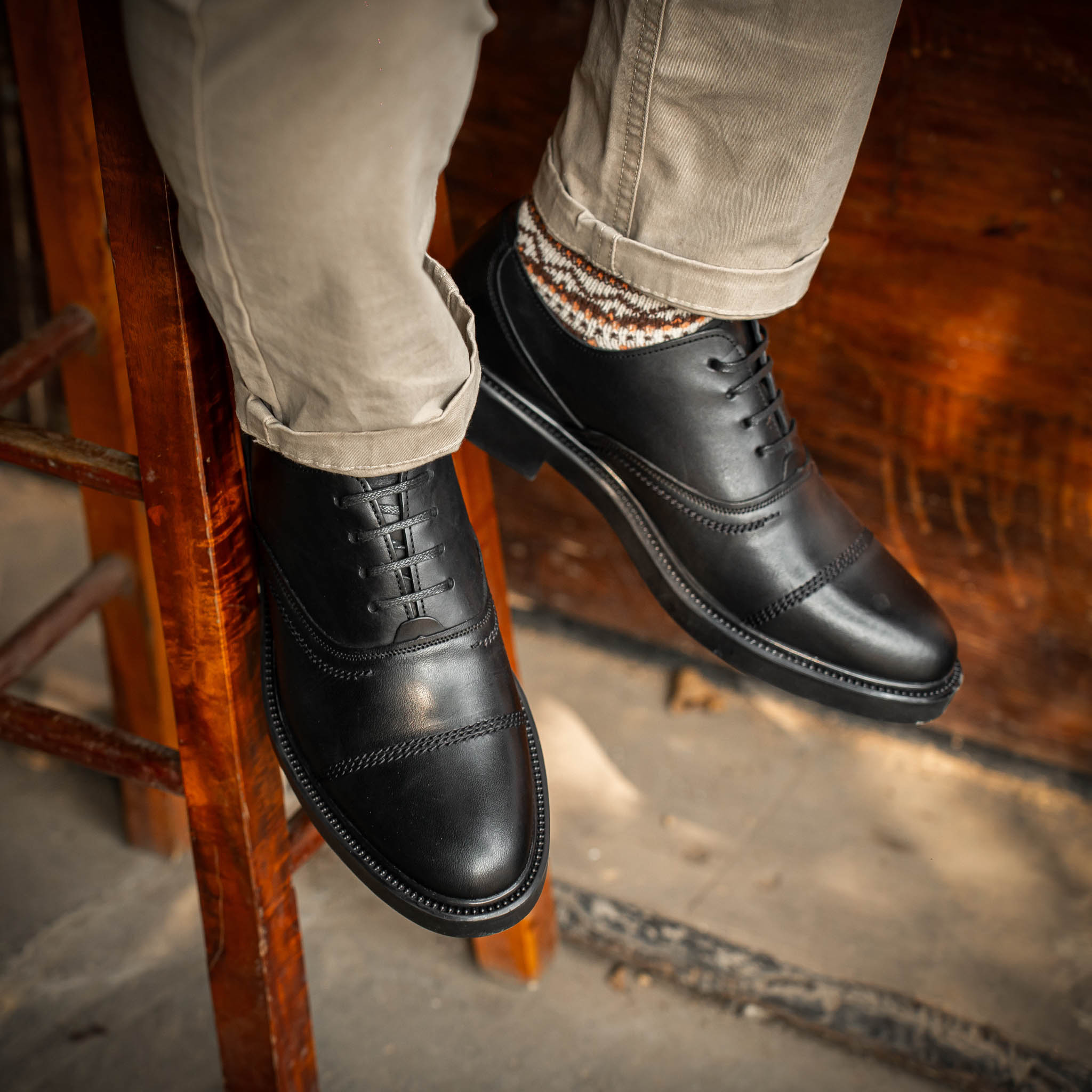Giày Oxford Dòng Macallan Beckman- Đen Patina 17