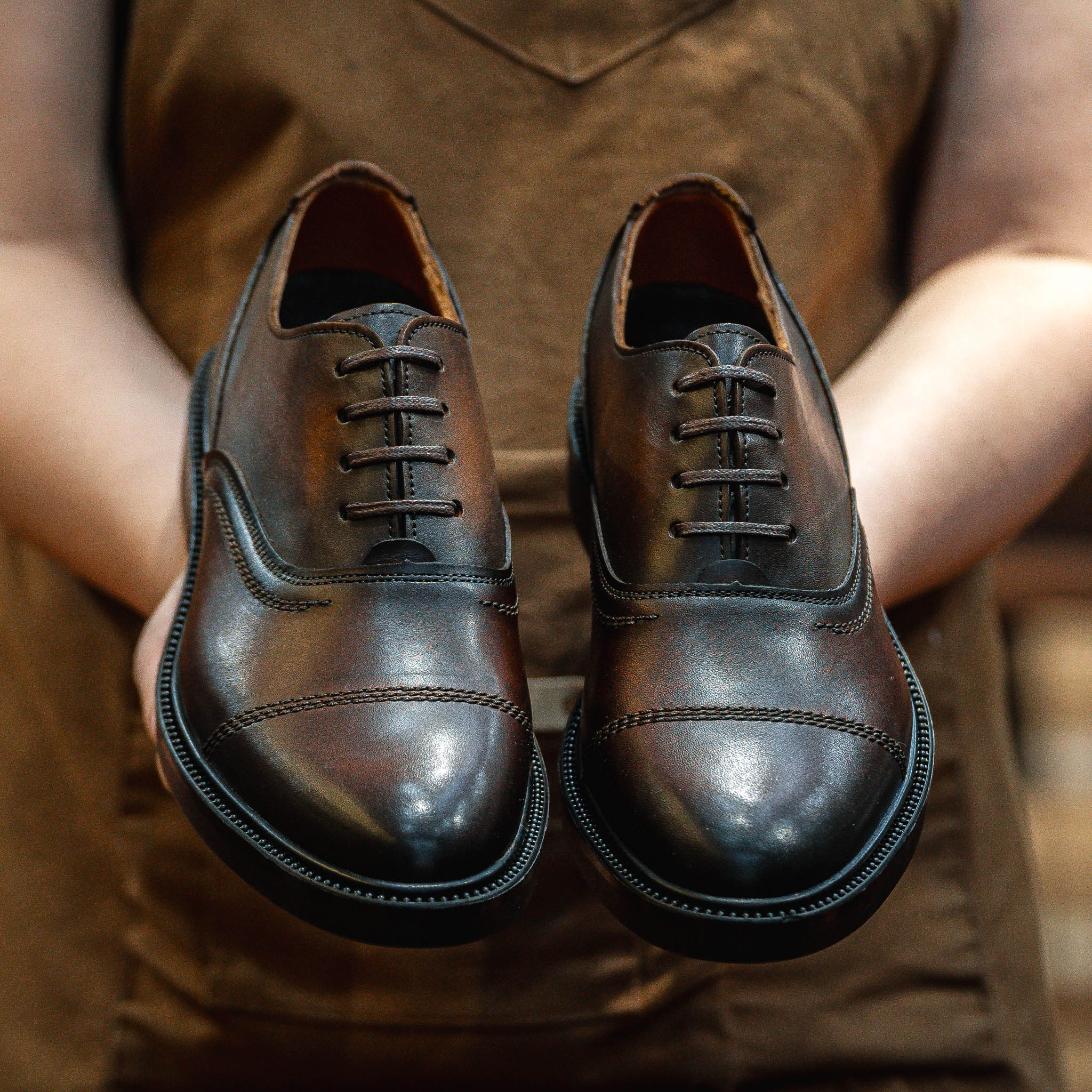 Giày Oxford Captoe Dòng Macallan Beckman - Nâu Patina 9