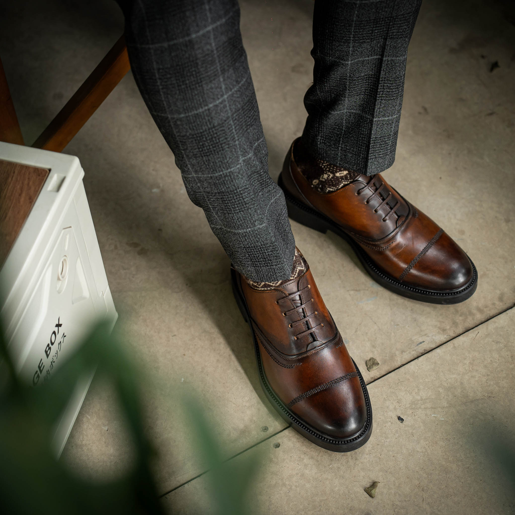 Giày Oxford Captoe Dòng Macallan Beckman - Nâu Patina 14