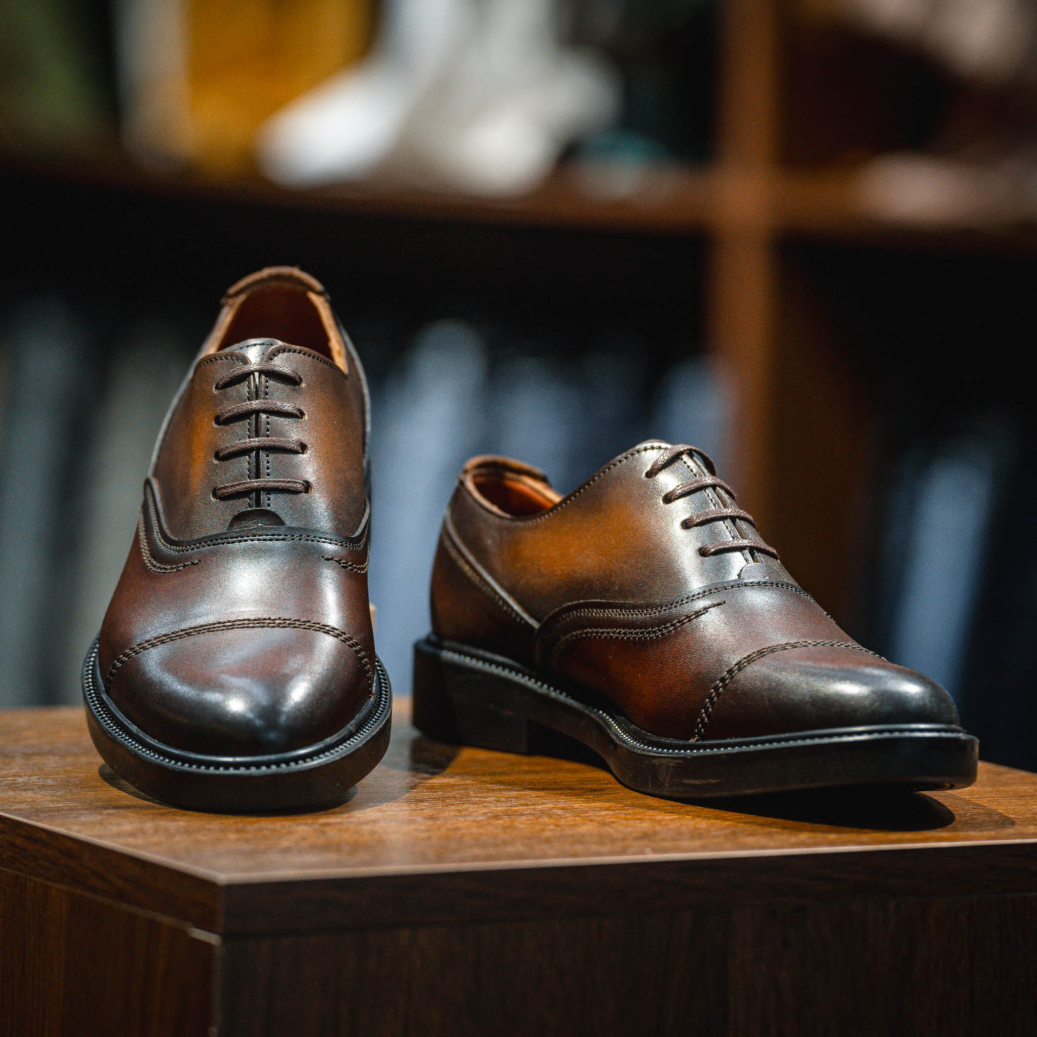 Giày Oxford Captoe Dòng Macallan Beckman - Nâu Patina 7