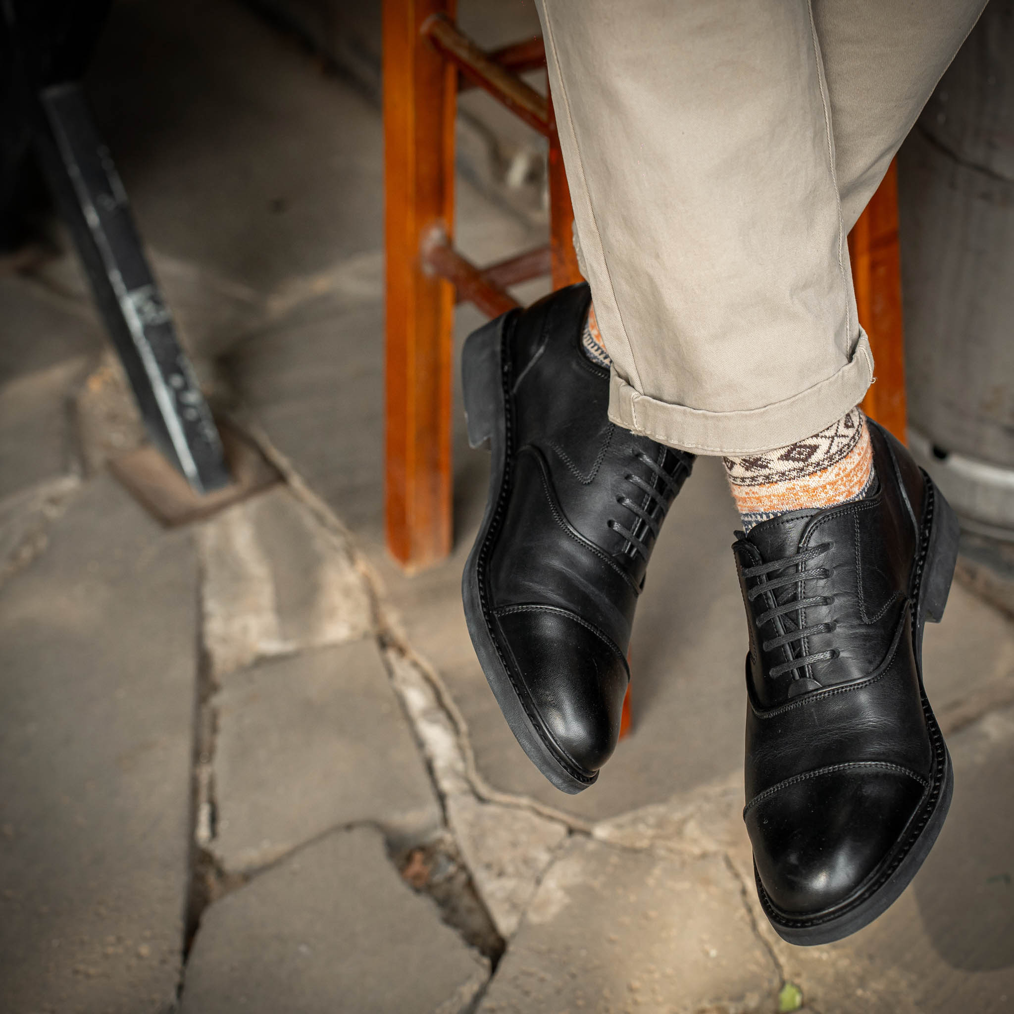 Giày Oxford Captoe Casual Dòng Red Gin Beckman - Đen Patina 11